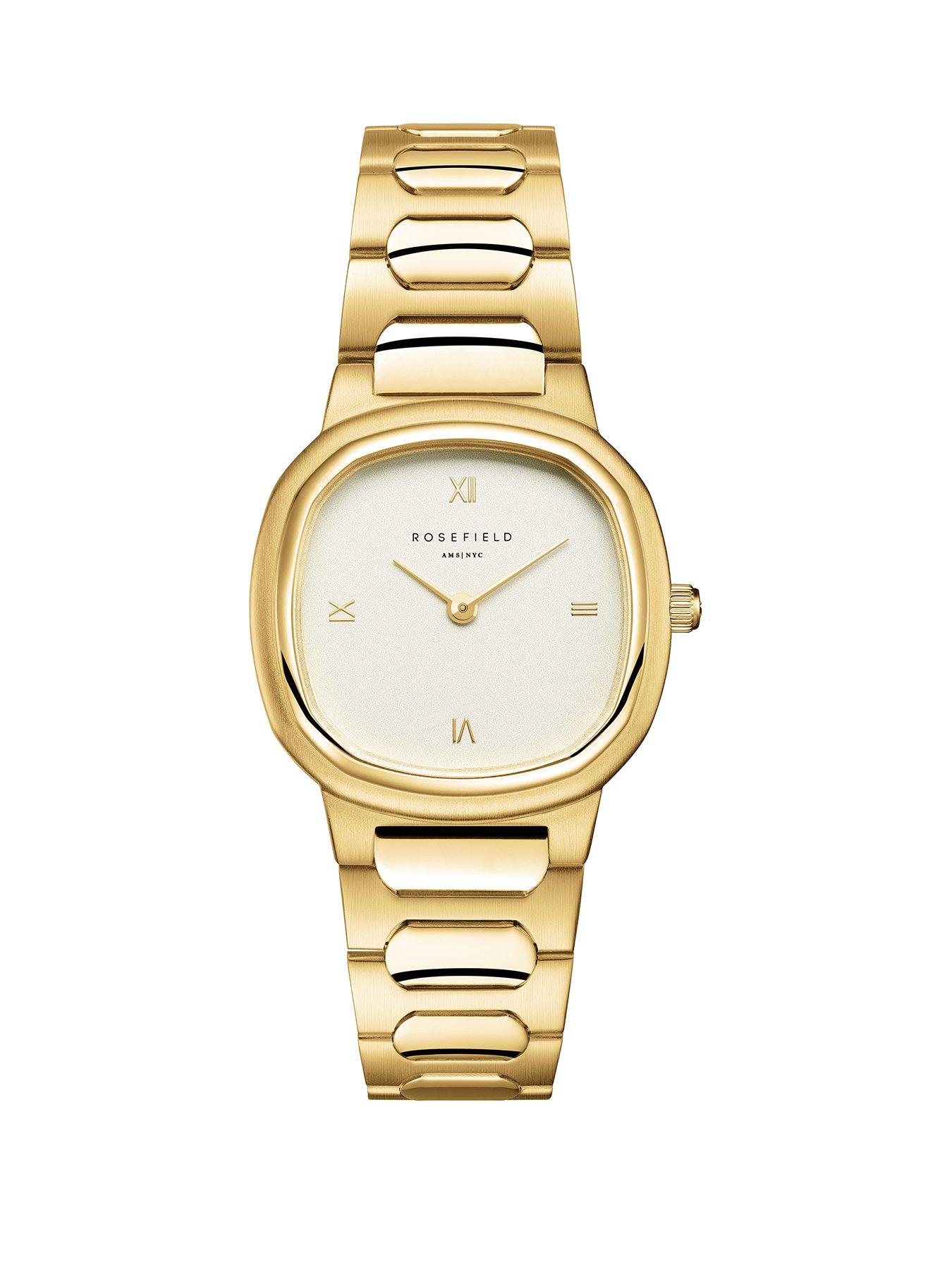  image of rosefield-gaia-30mm-case-matt-white-dial-gold-ip-stainless-steel-watch