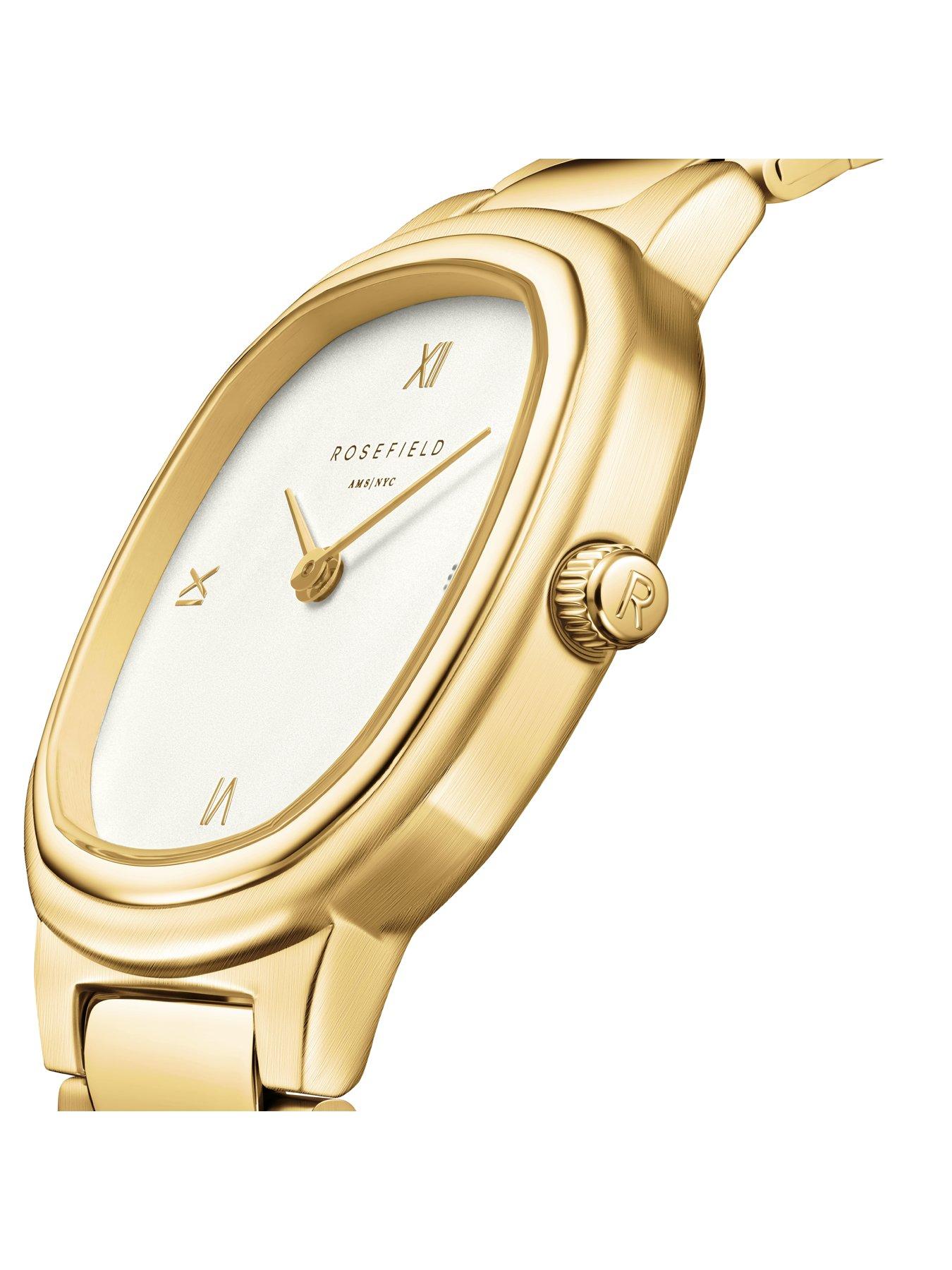  image of rosefield-gaia-30mm-case-matt-white-dial-gold-ip-stainless-steel-watch