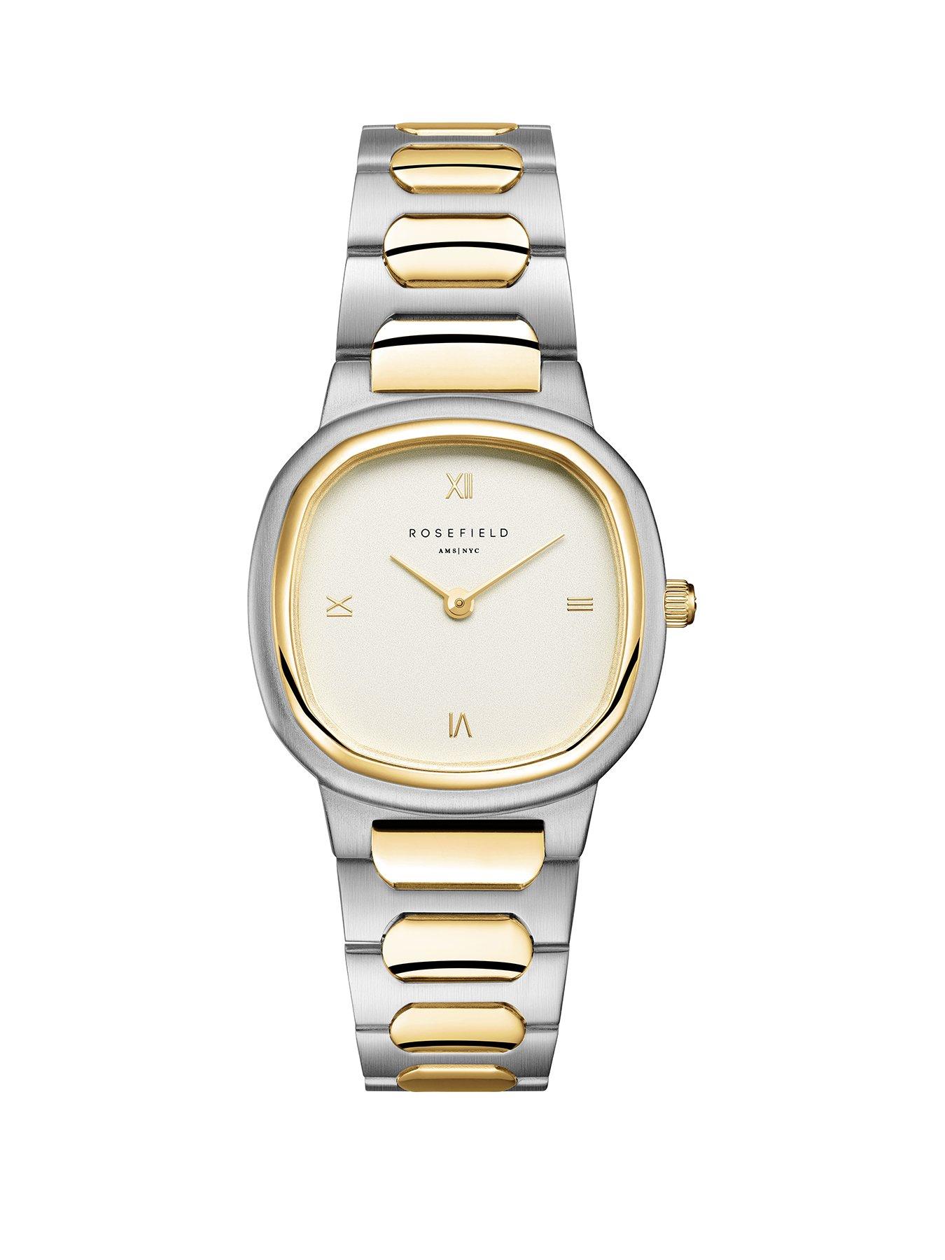 Rosefield Gaia 30mm Case Matt White Dial Gold IP Bicolour Stainless Steel Watch