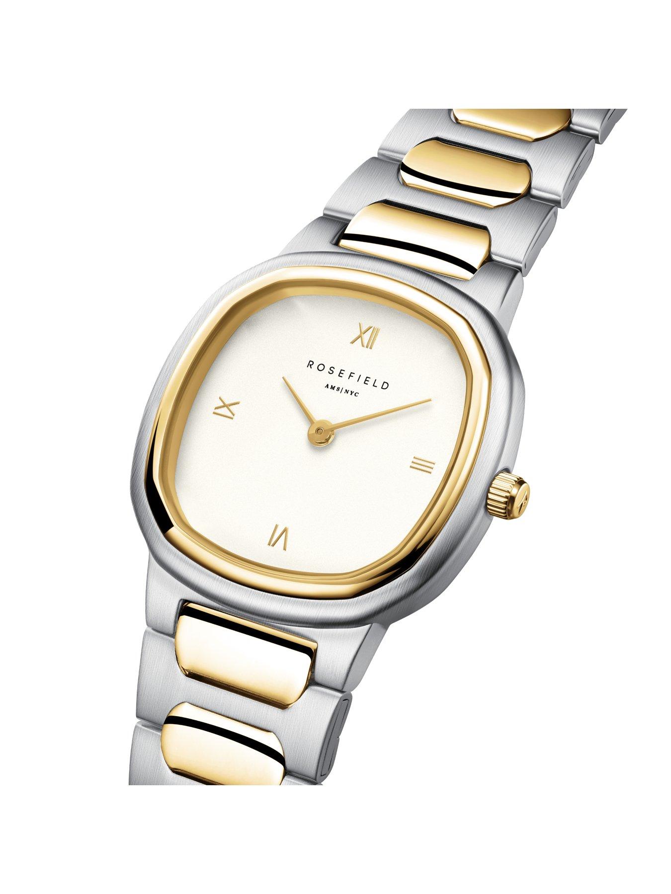  image of rosefield-gaia-30mm-case-matt-white-dial-gold-ip-bicolour-stainless-steel-watch