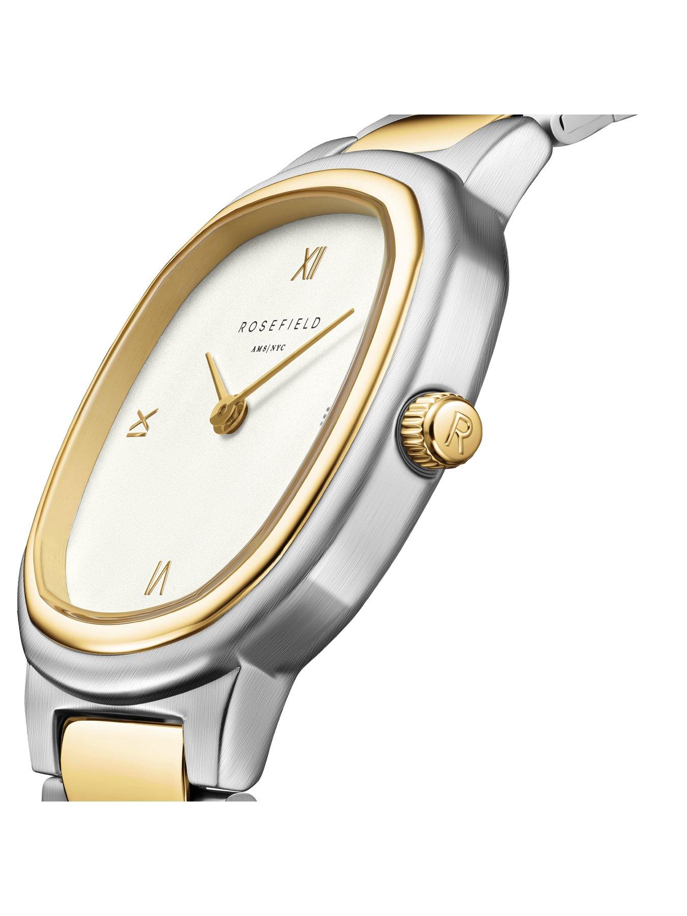  image of rosefield-gaia-30mm-case-matt-white-dial-gold-ip-bicolour-stainless-steel-watch