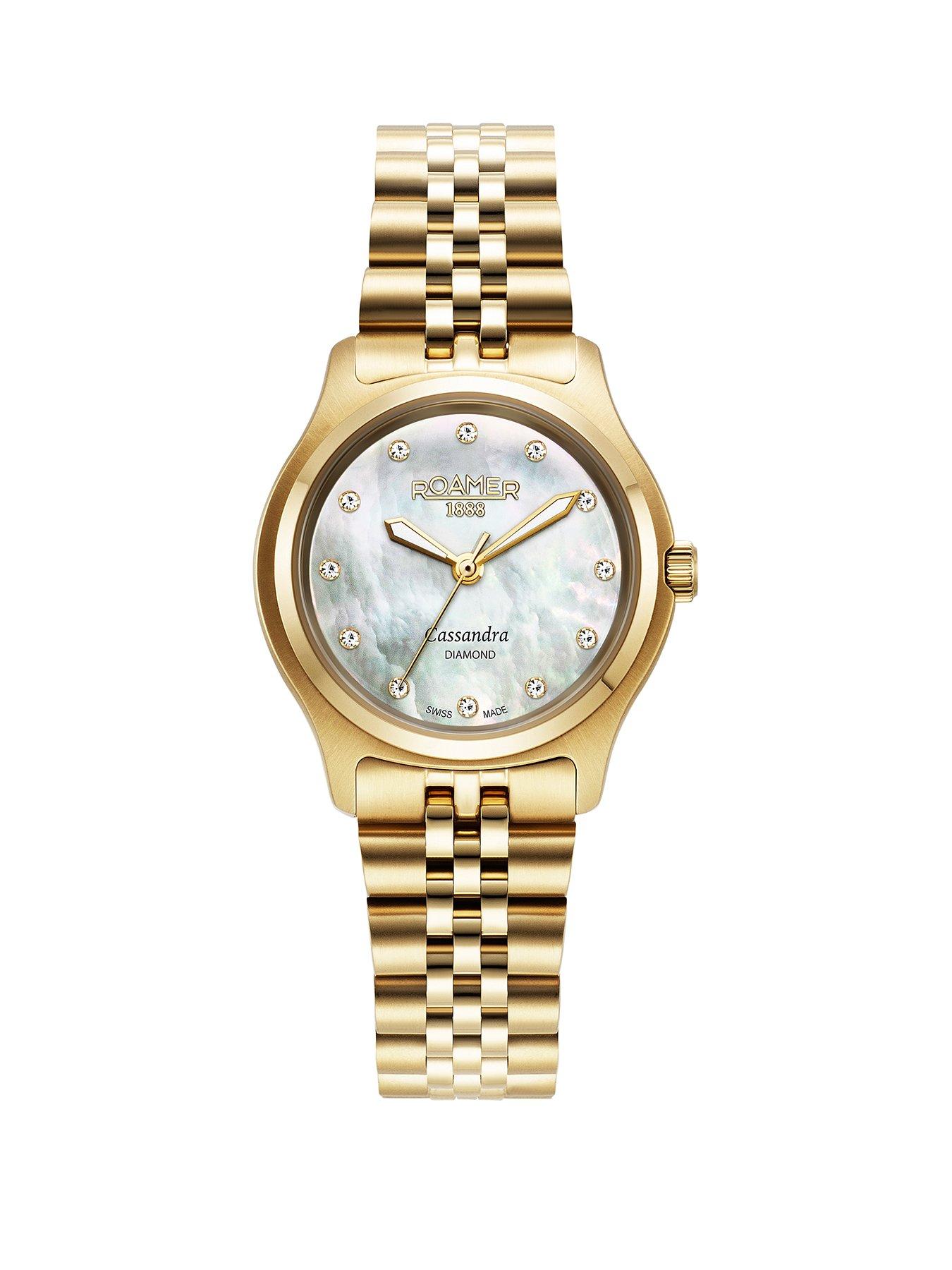  image of roamer-of-switzerland-roamer-cassandra-mop-diamond-dial-gold-ip-stainless-steel