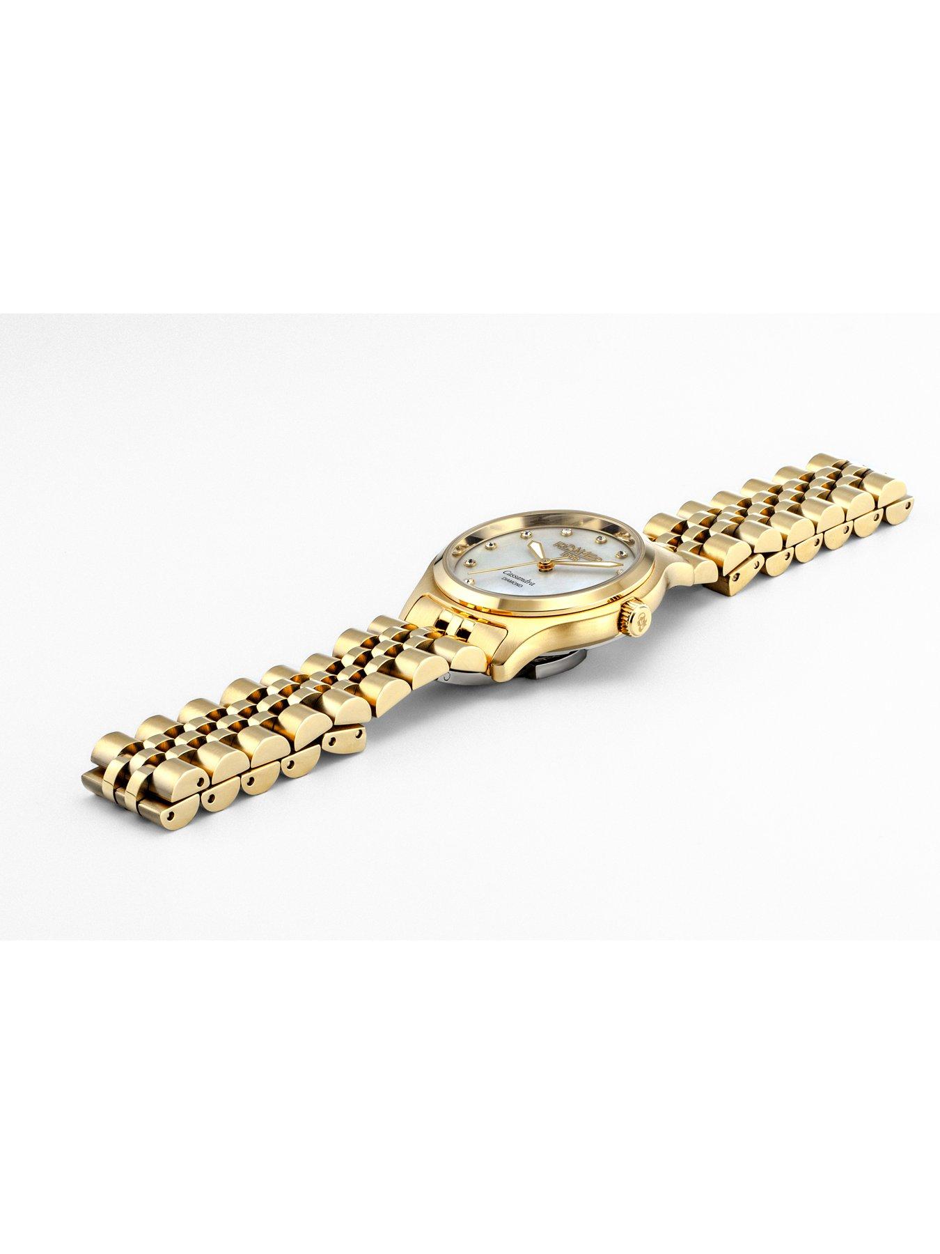  image of roamer-of-switzerland-roamer-cassandra-mop-diamond-dial-gold-ip-stainless-steel