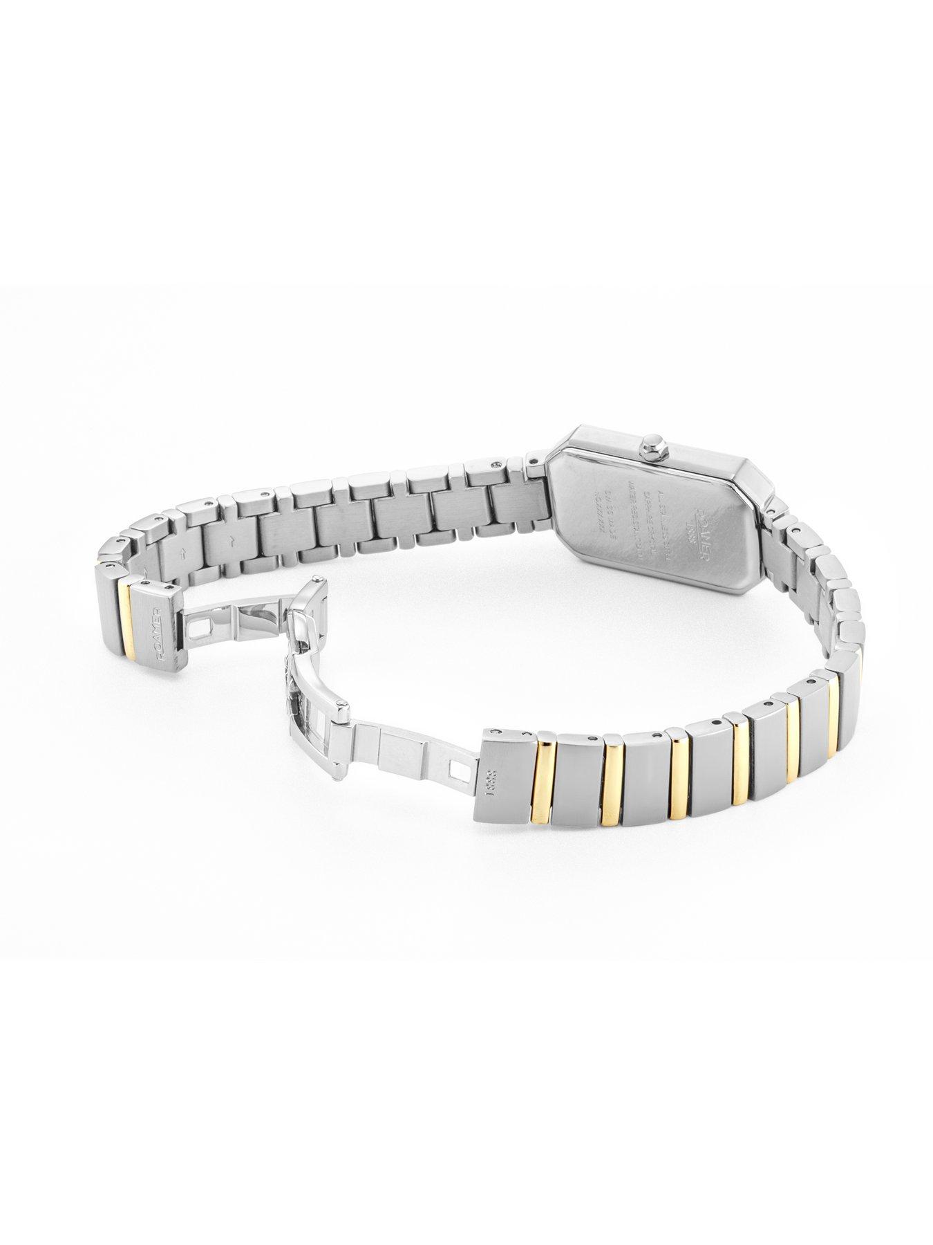  image of roamer-of-switzerland-roamer-olivia-diamond-silver-dial-gold-ip-bicolour-stainless-steel-octagonal-case