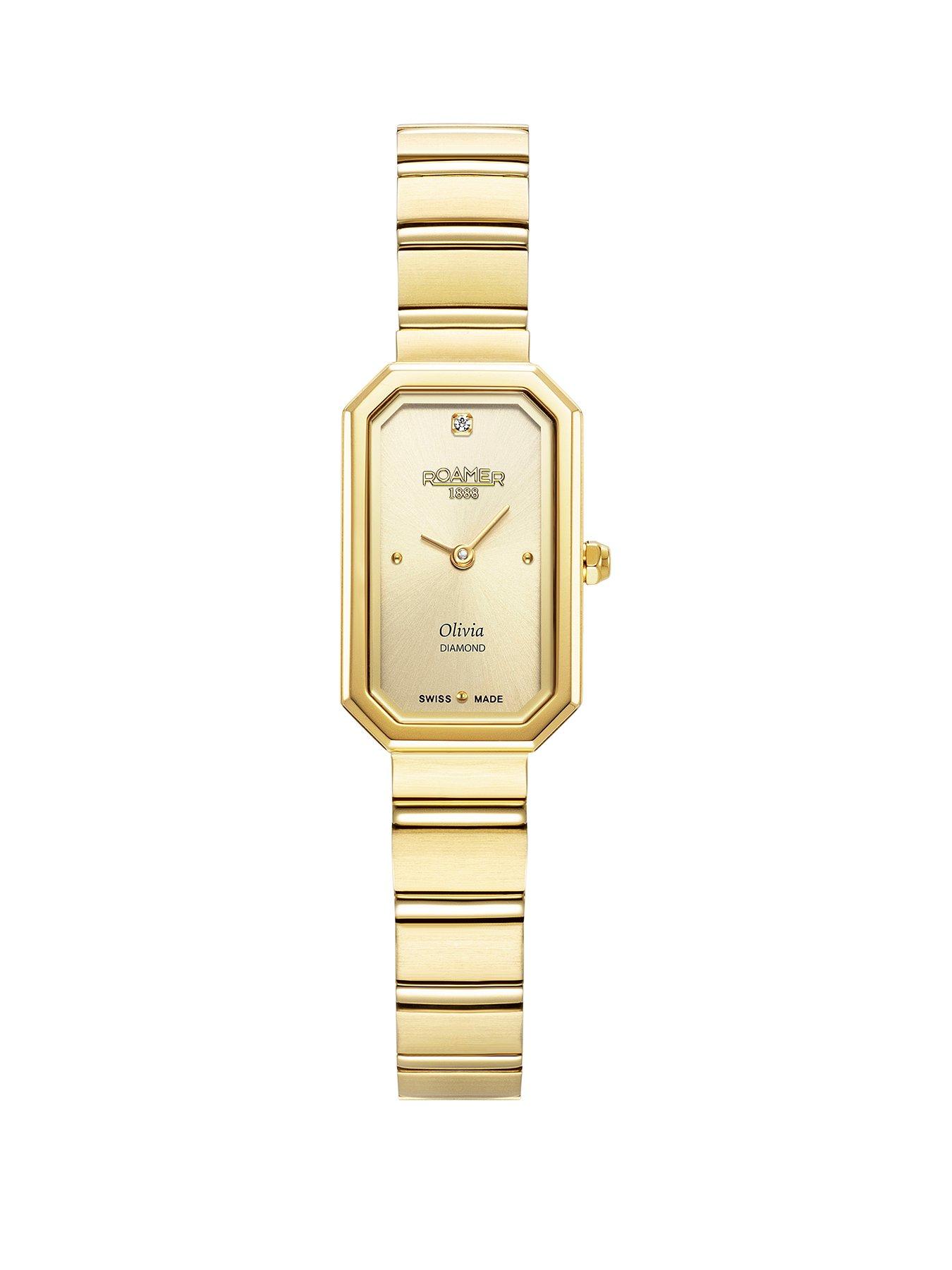 Roamer of Switzerland Roamer Olivia Diamond Champagne Dial Gold IP Stainless Steel Octagonal Case