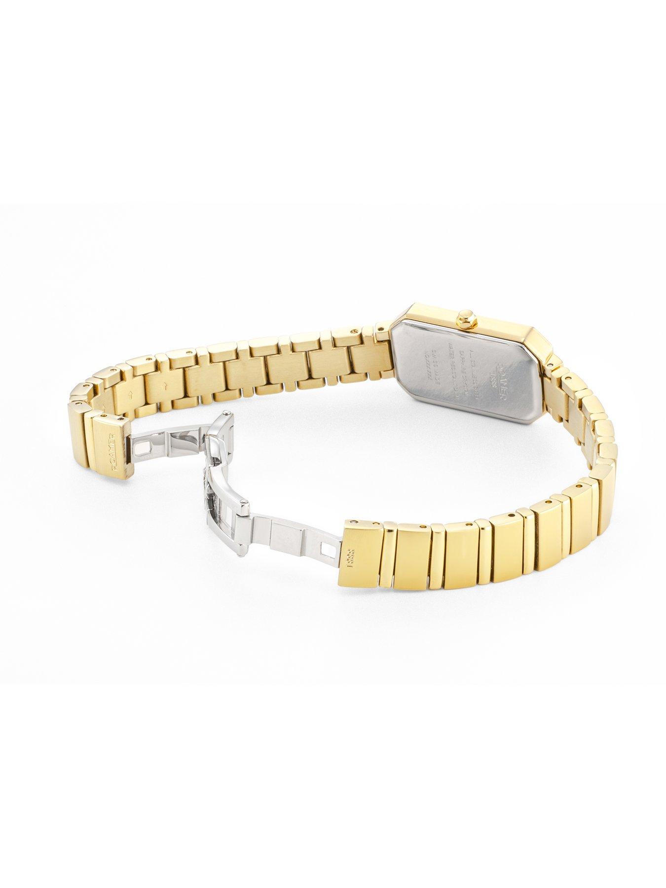  image of roamer-of-switzerland-roamer-olivia-diamond-champagne-dial-gold-ip-stainless-steel-octagonal-case