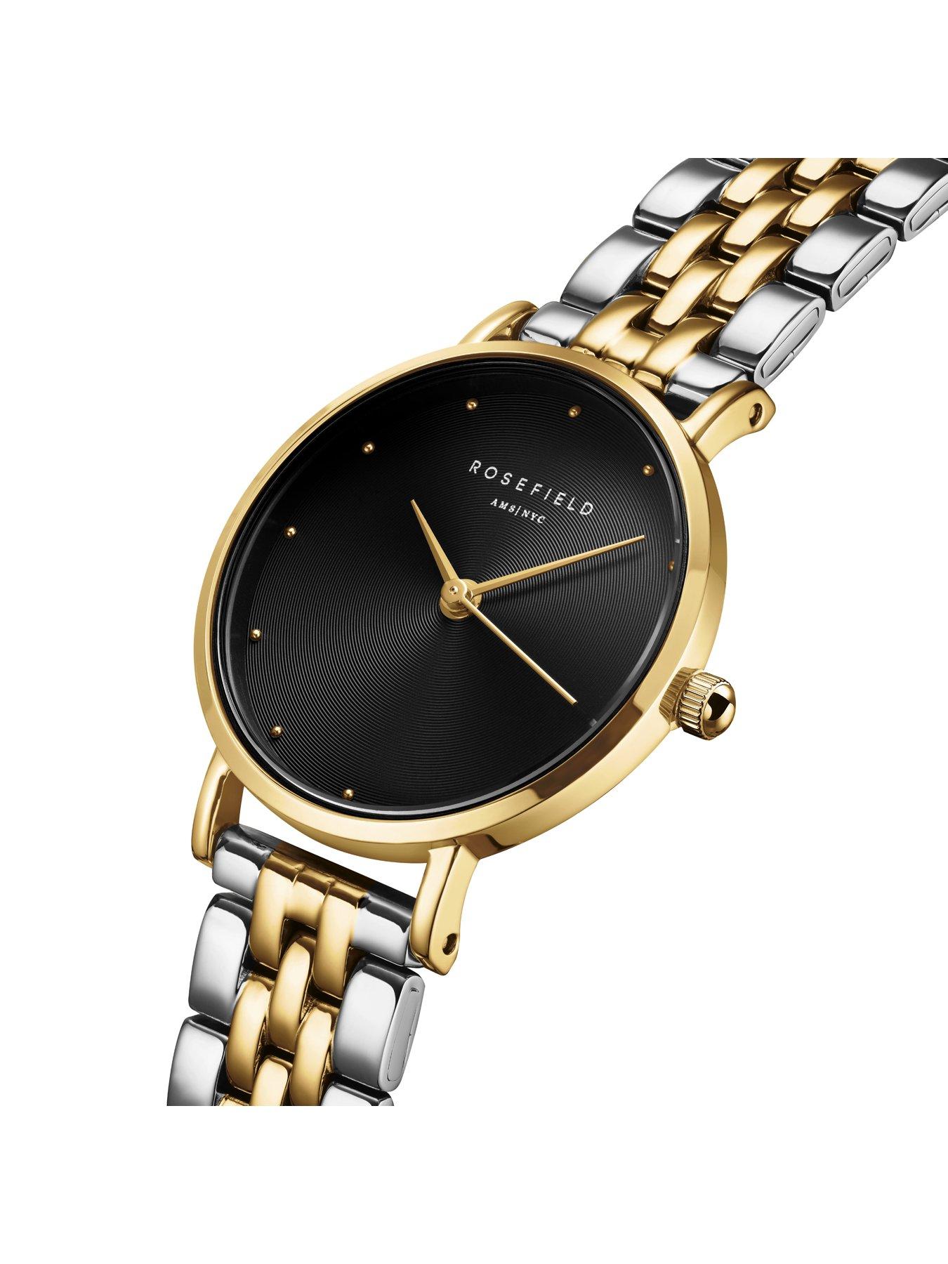 Image 2 of 3 of Rosefield Round Black Dial Gold Ip Bicolour Stainless Steel Watch&nbsp;- Multi