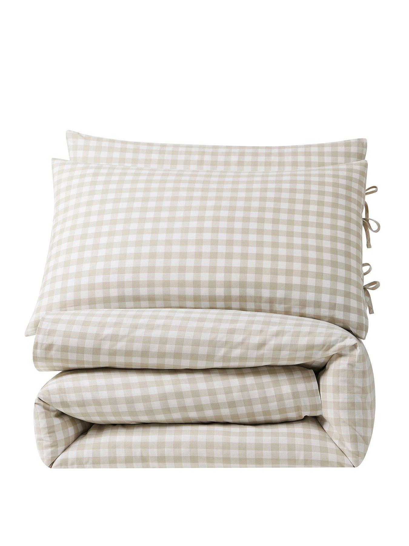  image of dusk-gabriella-printed-gingham-duvet-set--natural
