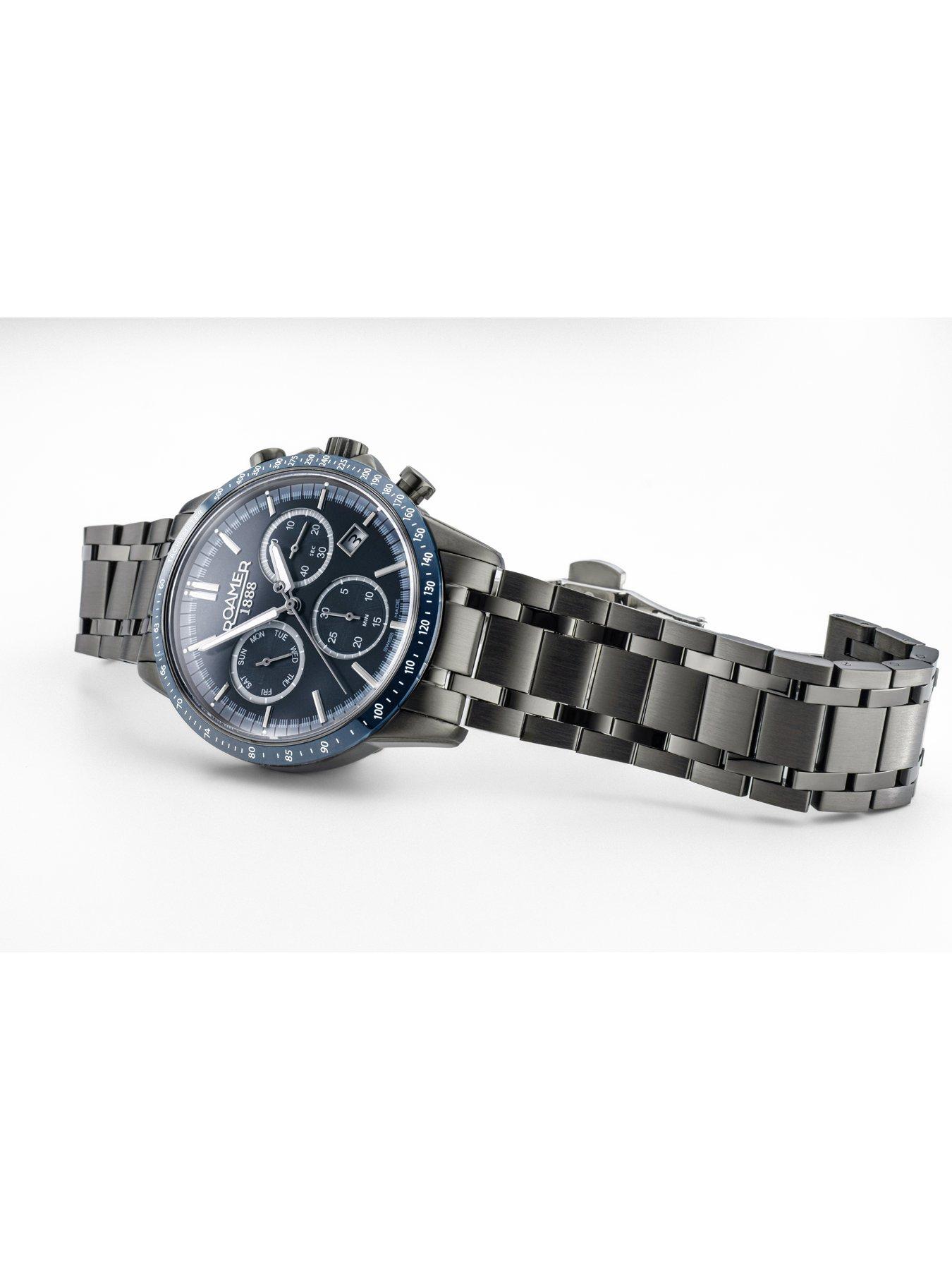  image of roamer-of-switzerland-roamer-mecury-chronograph-blue-dial-grey-ip-stainless-steel