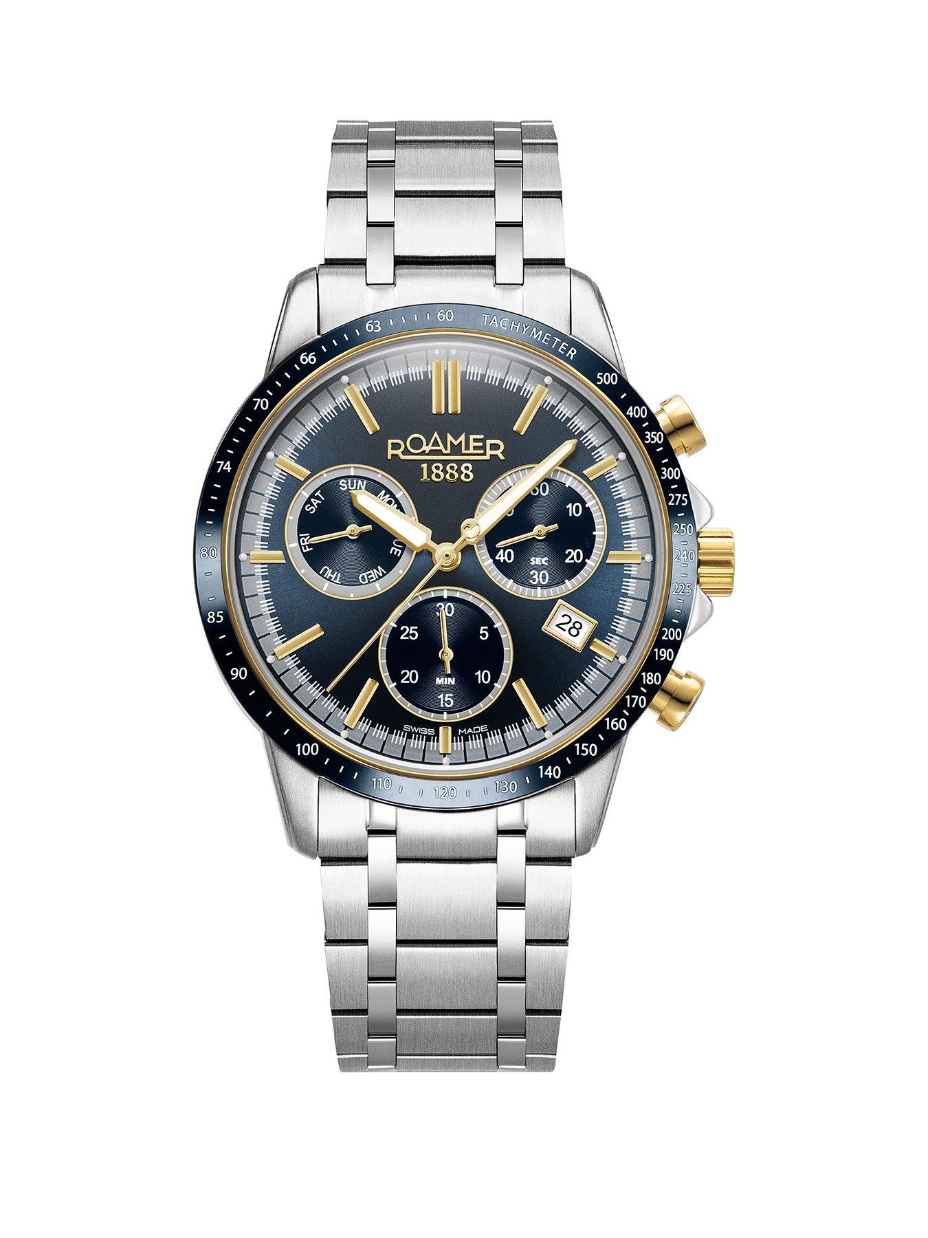  image of roamer-of-switzerland-mercury-chronograph-bluegold-dialnbspstainless-steel-watch