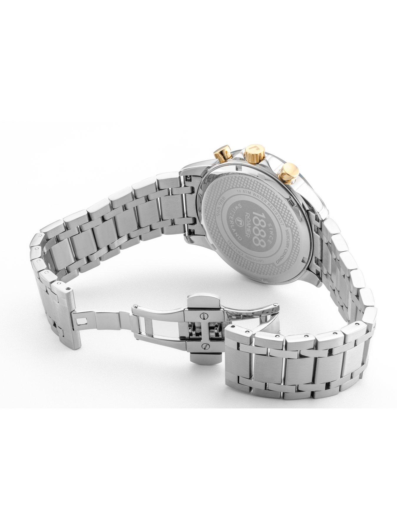  image of roamer-of-switzerland-mercury-chronograph-bluegold-dialnbspstainless-steel-watch