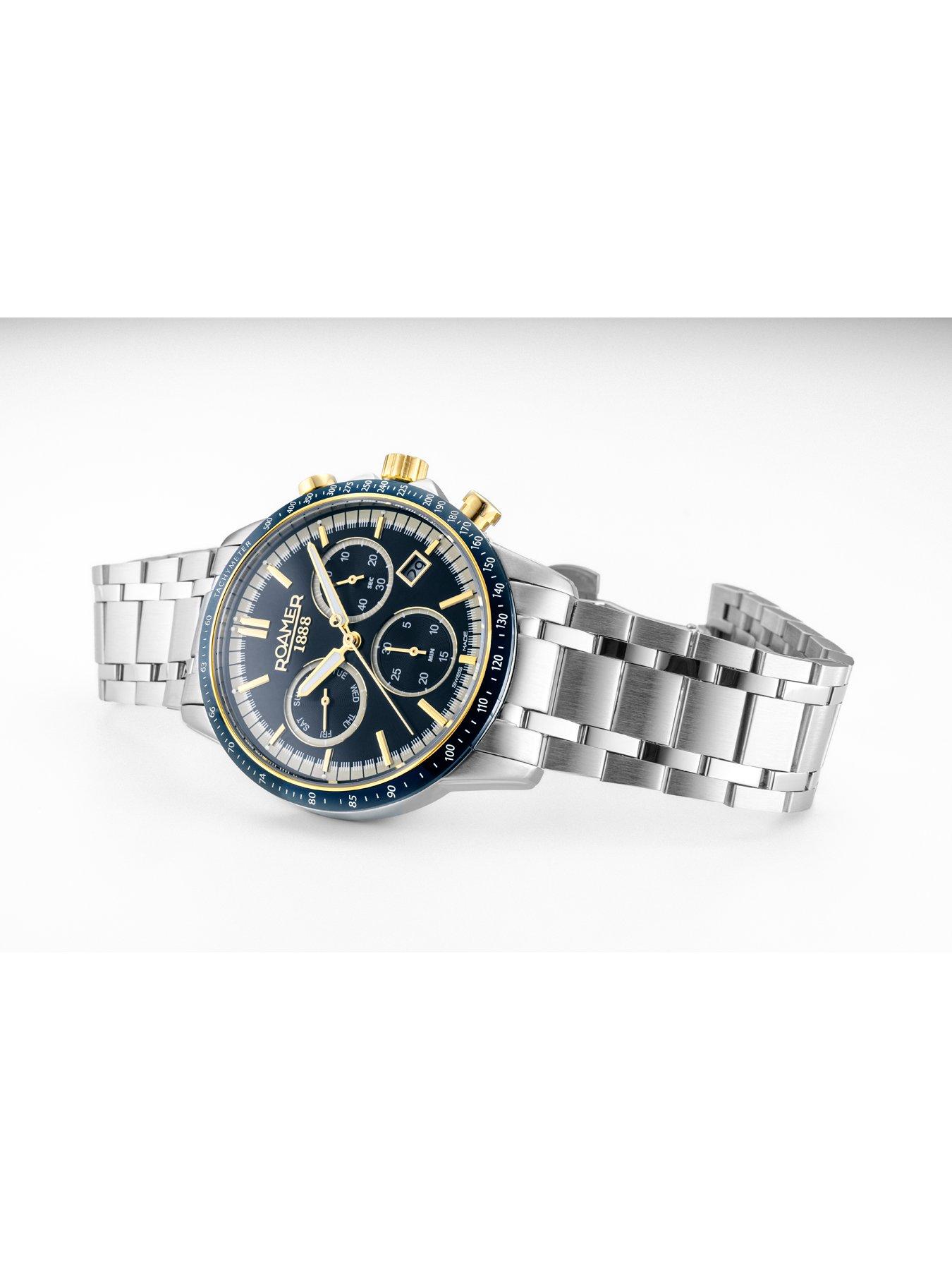  image of roamer-of-switzerland-mercury-chronograph-bluegold-dialnbspstainless-steel-watch