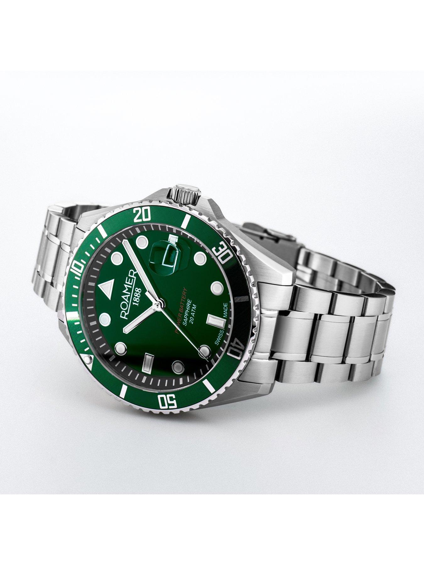  image of roamer-of-switzerland-pro-diver-200-scuba-power-green-dial-watch