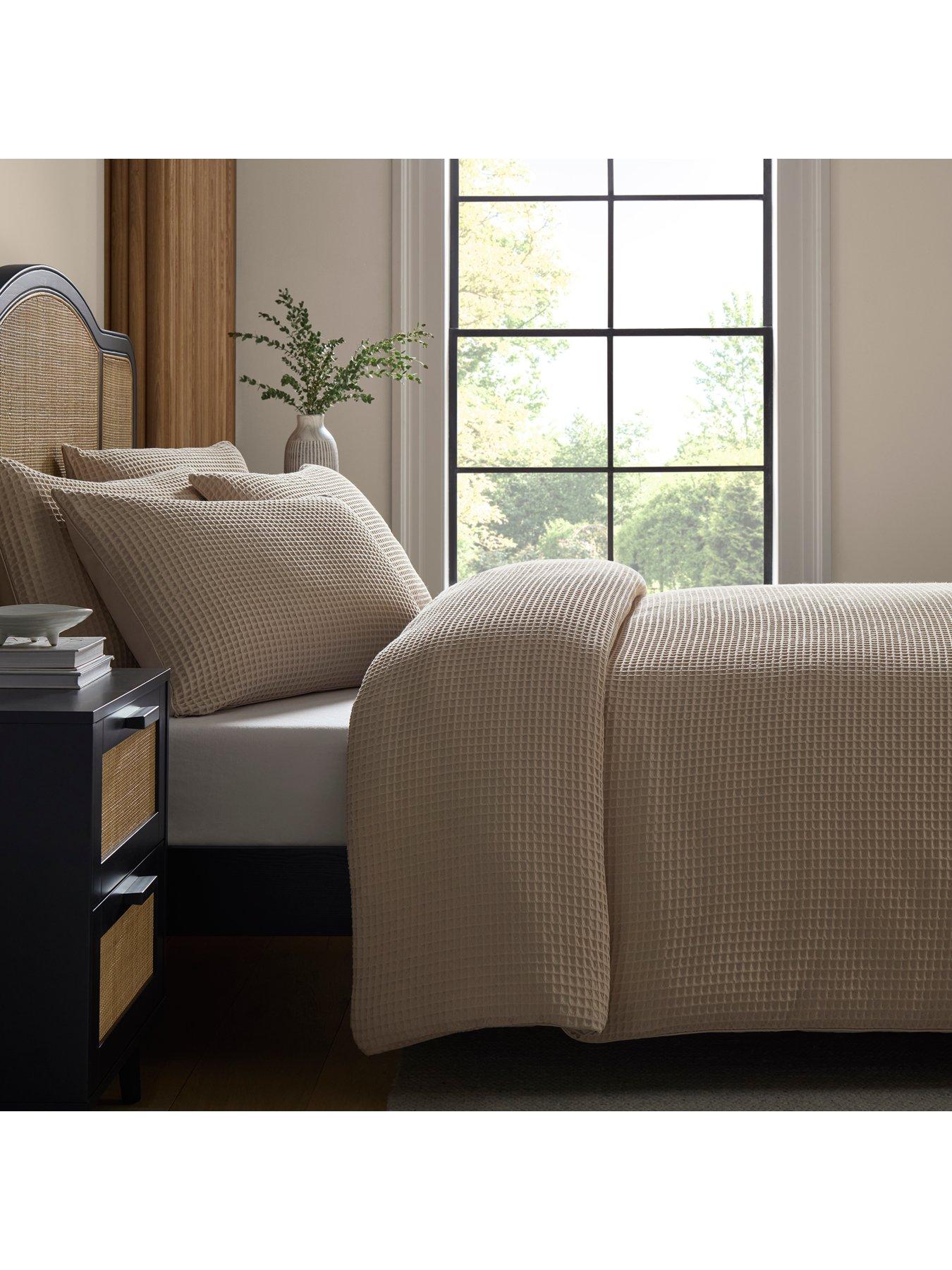 Image 4 of 4 of Dusk Portofino Waffle Duvet Cover - Natural