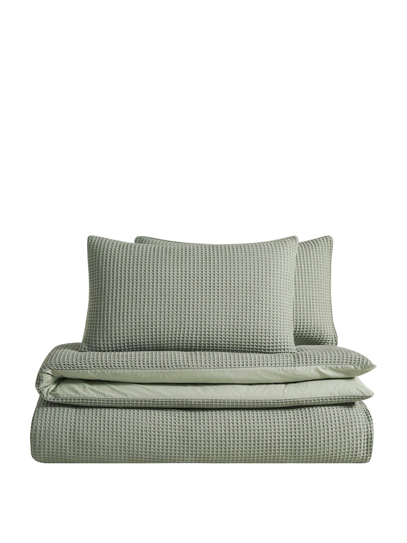  image of dusk-portofino-waffle-duvet-cover--sage