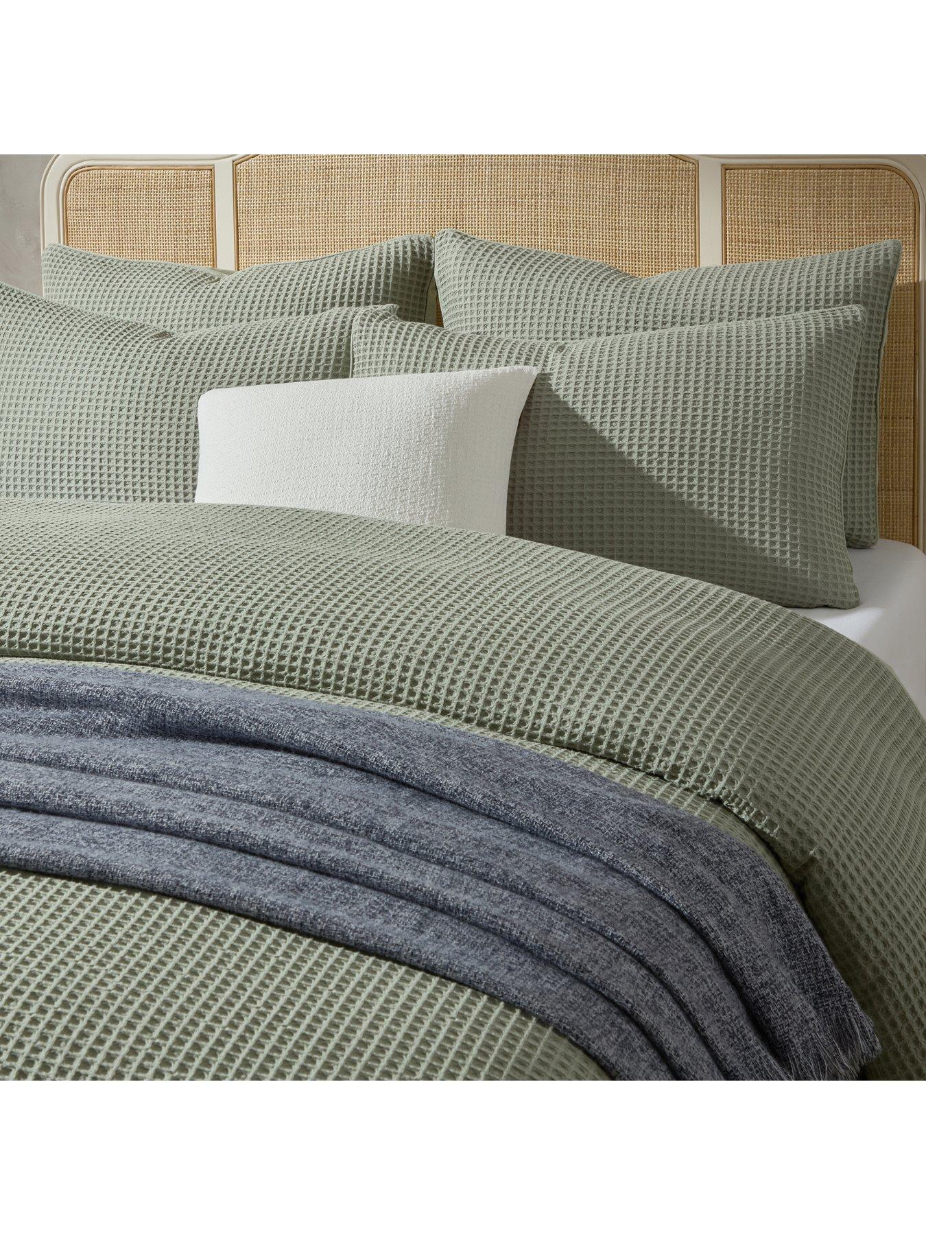  image of dusk-portofino-waffle-duvet-cover--sage