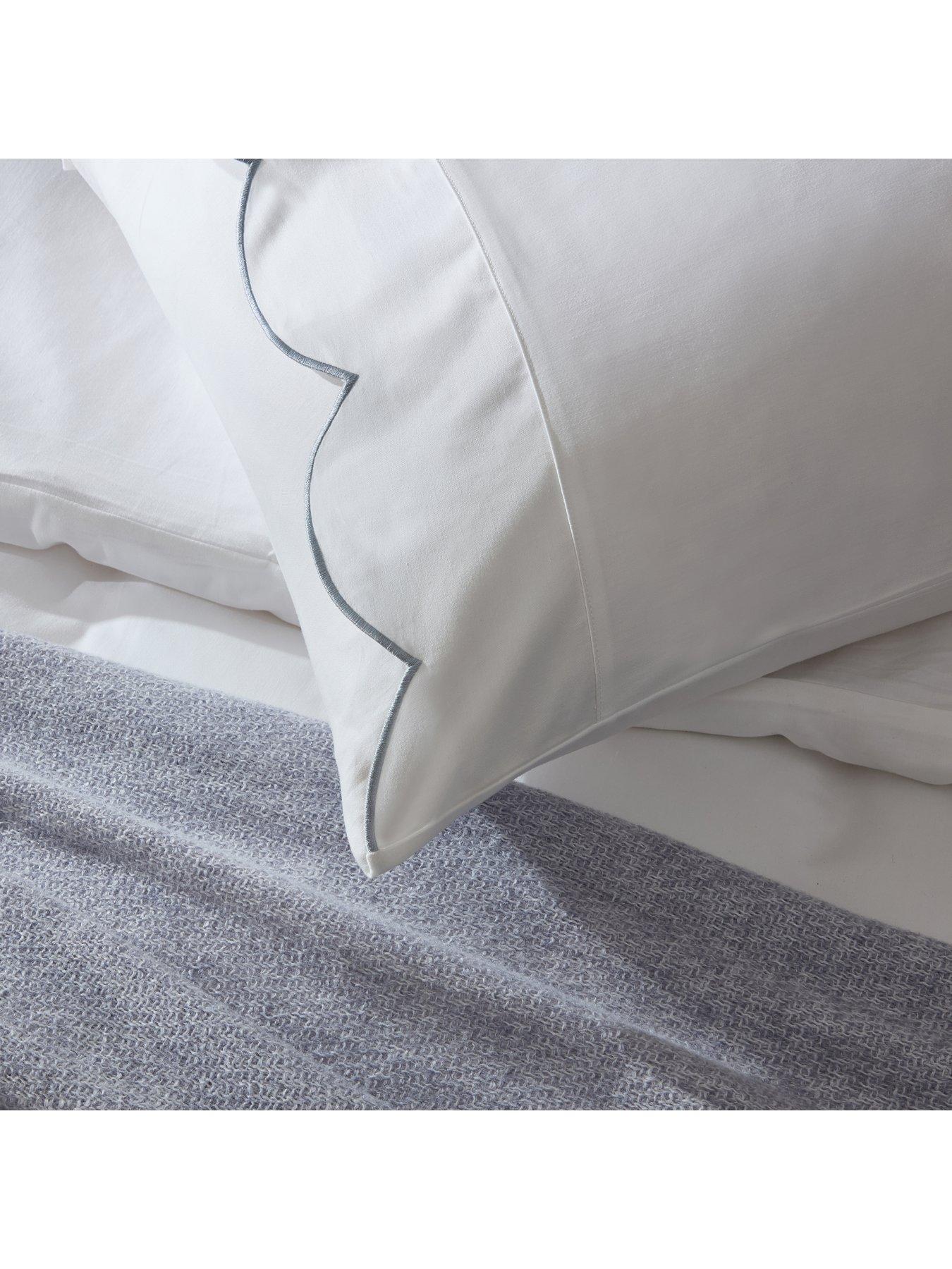 Image 3 of 3 of Dusk Simone Scallop Embroidered Edge Classic Pillowcases- Off White/Blue