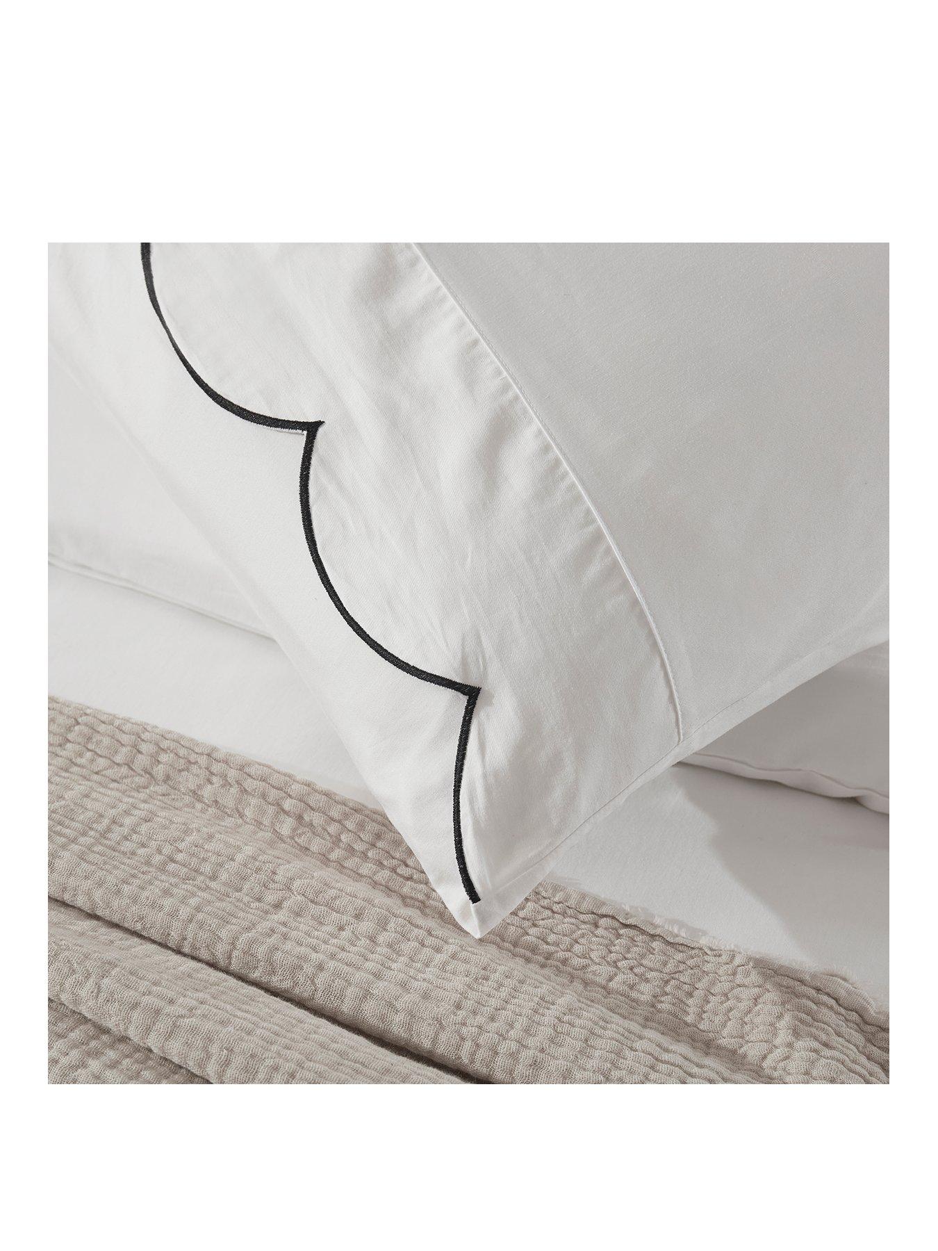Image 2 of 2 of Dusk Simone Scallop Embroidered Edge Duvet Cover - Off White/Black