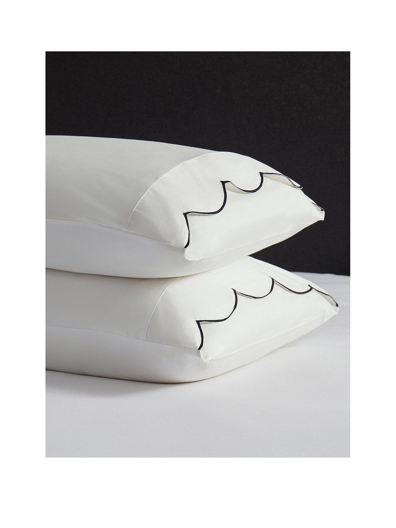 stillFront image of dusk-simone-scallop-embroidered-edge-classic-pillowcases--off-whiteblack