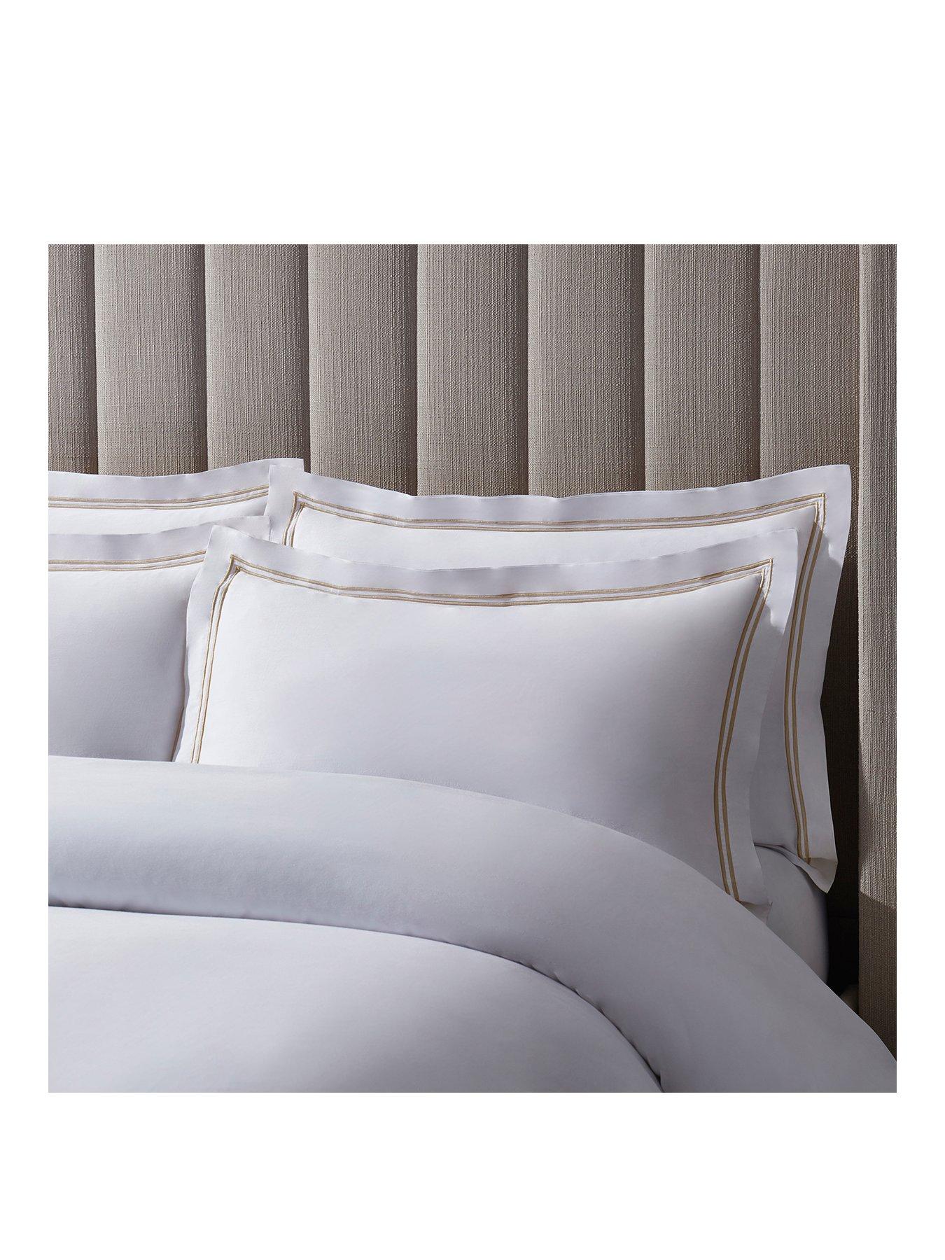 Image 2 of 3 of Dusk Regent Double Marrow Stitch 400 Thread Count Duvet Set- Natural