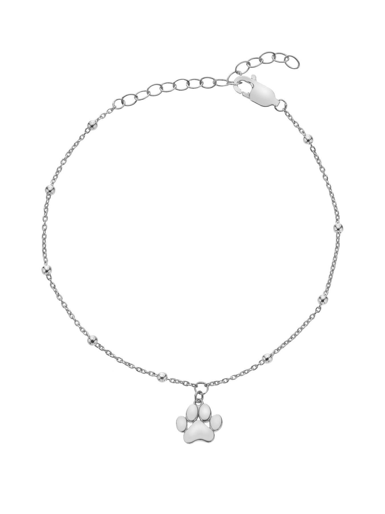 Silver Whisper Paw Print Bracelet