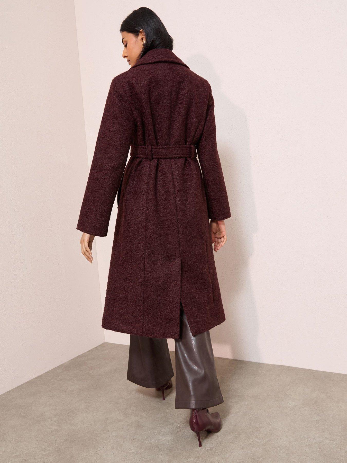  image of friends-like-these-wrap-belted-boucle-maxi-coat-red