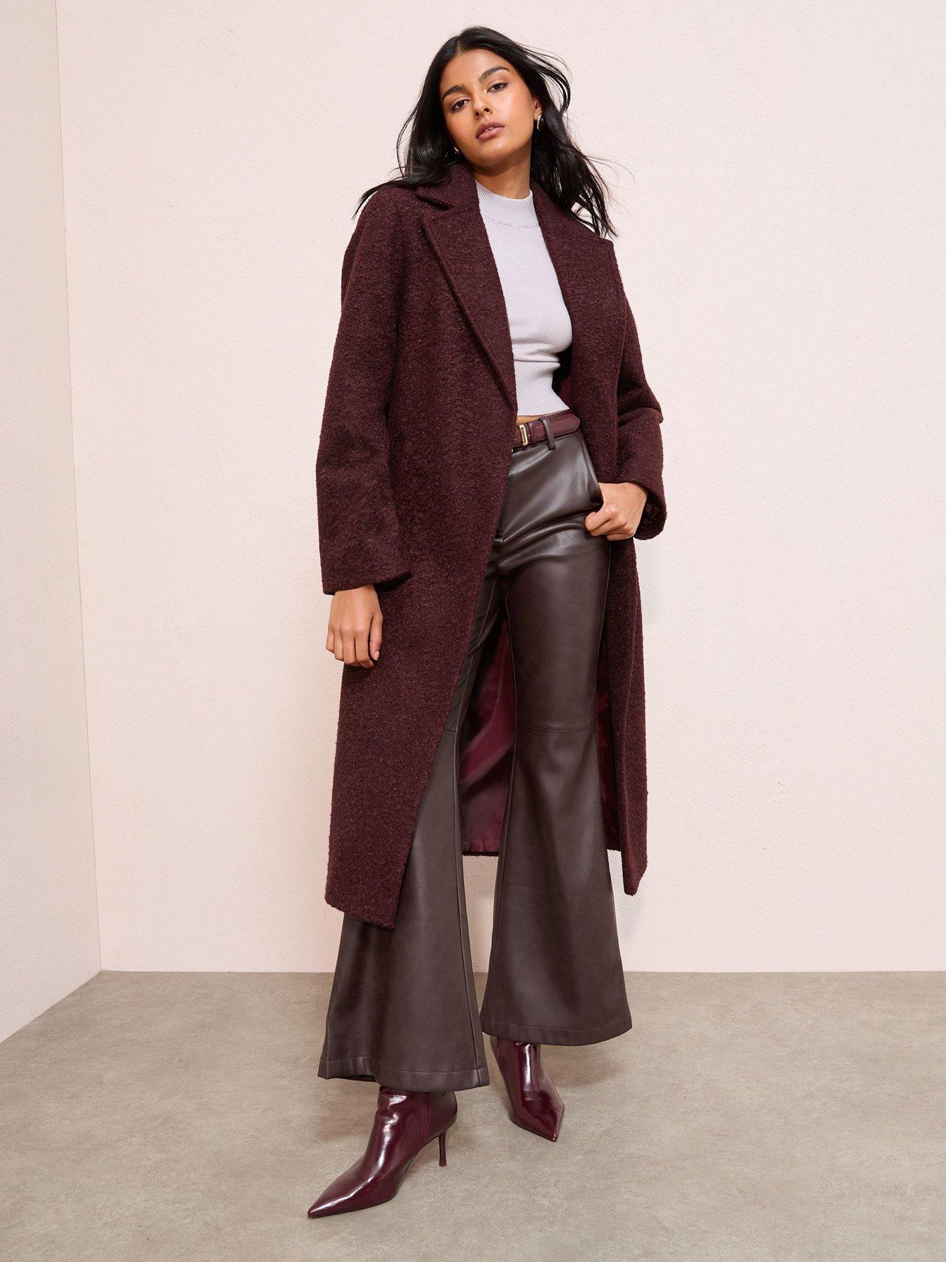  image of friends-like-these-wrap-belted-boucle-maxi-coat-red