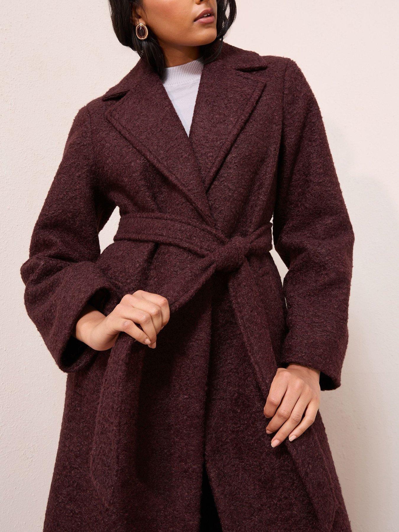  image of friends-like-these-wrap-belted-boucle-maxi-coat-red