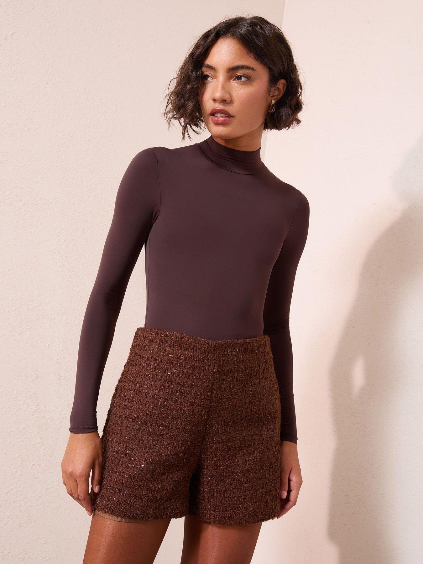 undefined Brown Boucle Shorts - Brown