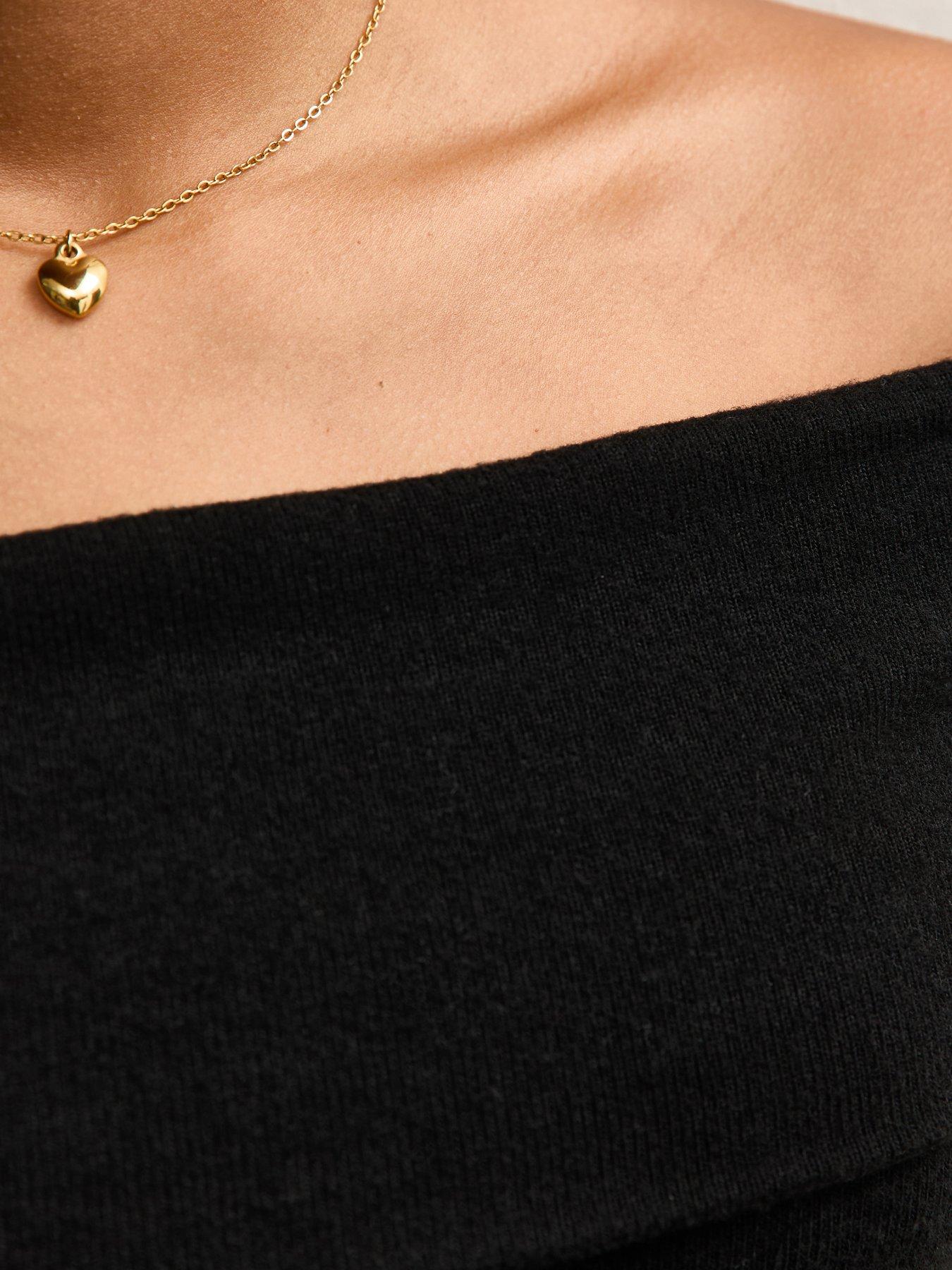  image of new-look-915-girls-jersey-off-the-shoulder-mini-dress-black