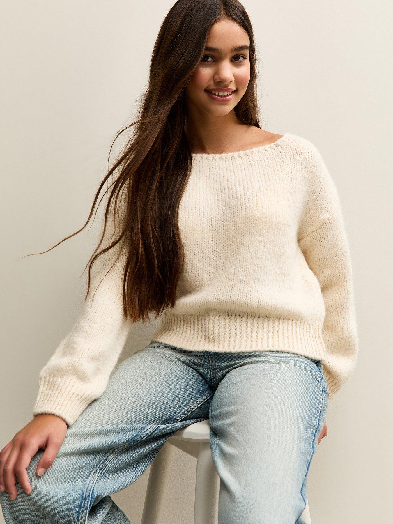 new-look-915-girls-slash-neck-jumper-cream