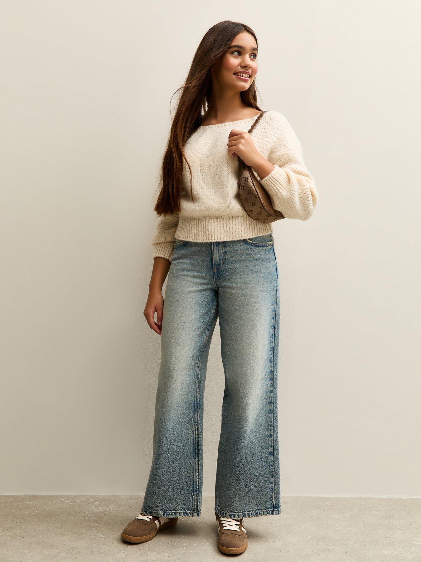  image of new-look-915-girls-slash-neck-jumper-cream