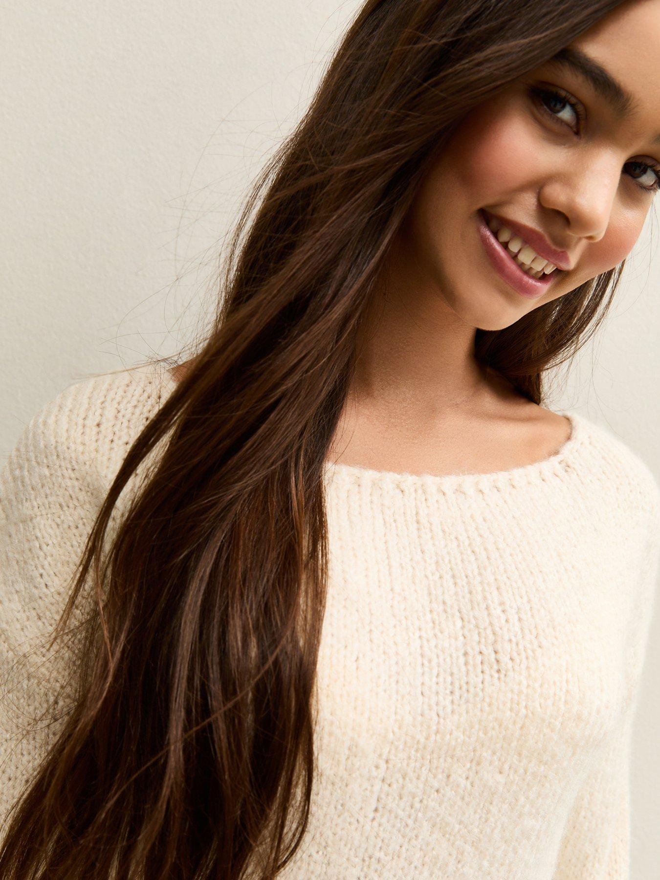  image of new-look-915-girls-slash-neck-jumper-cream