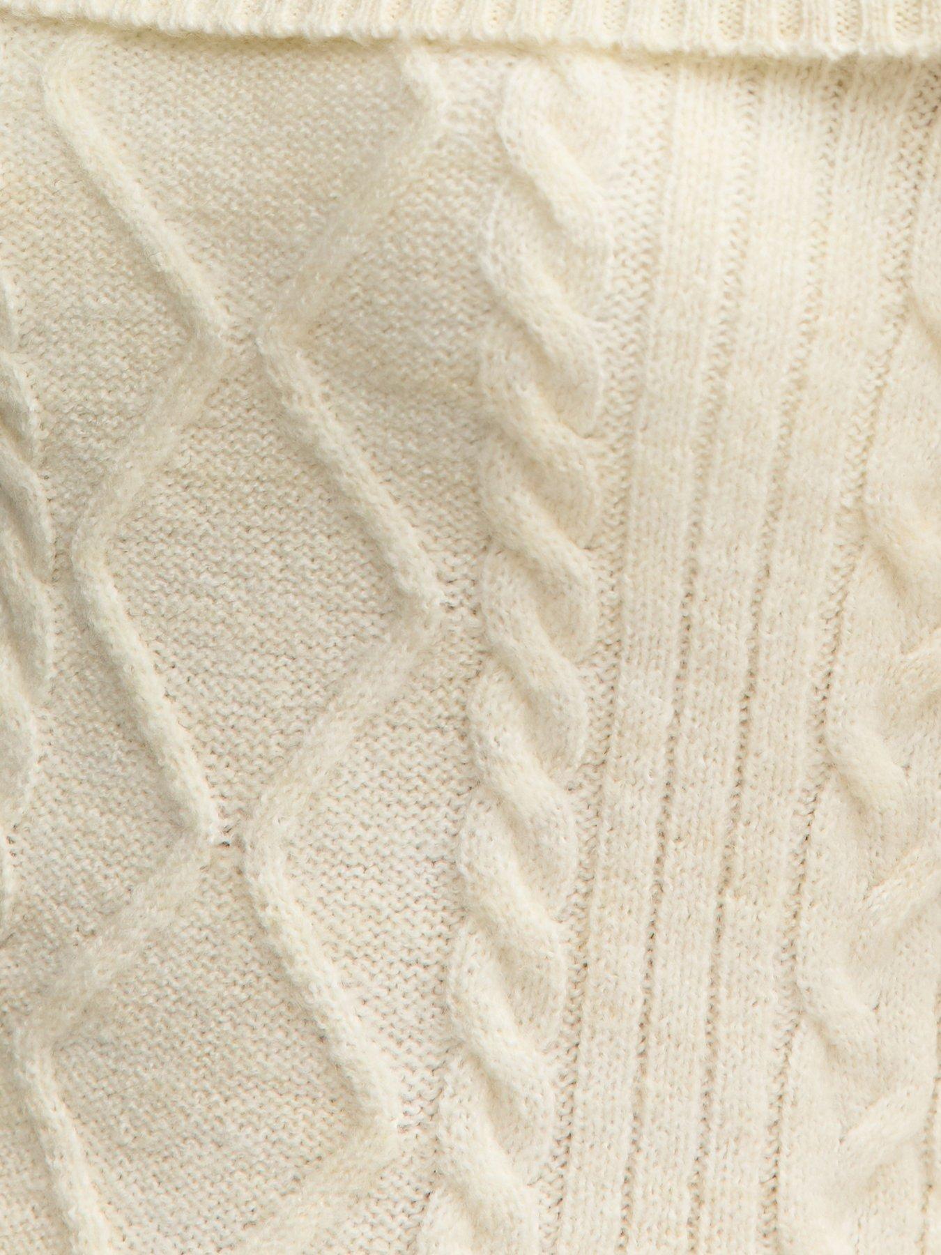 Image 5 of 5 of New Look 915 Girls Cable Knit Off Shoulder Jumper - Cream