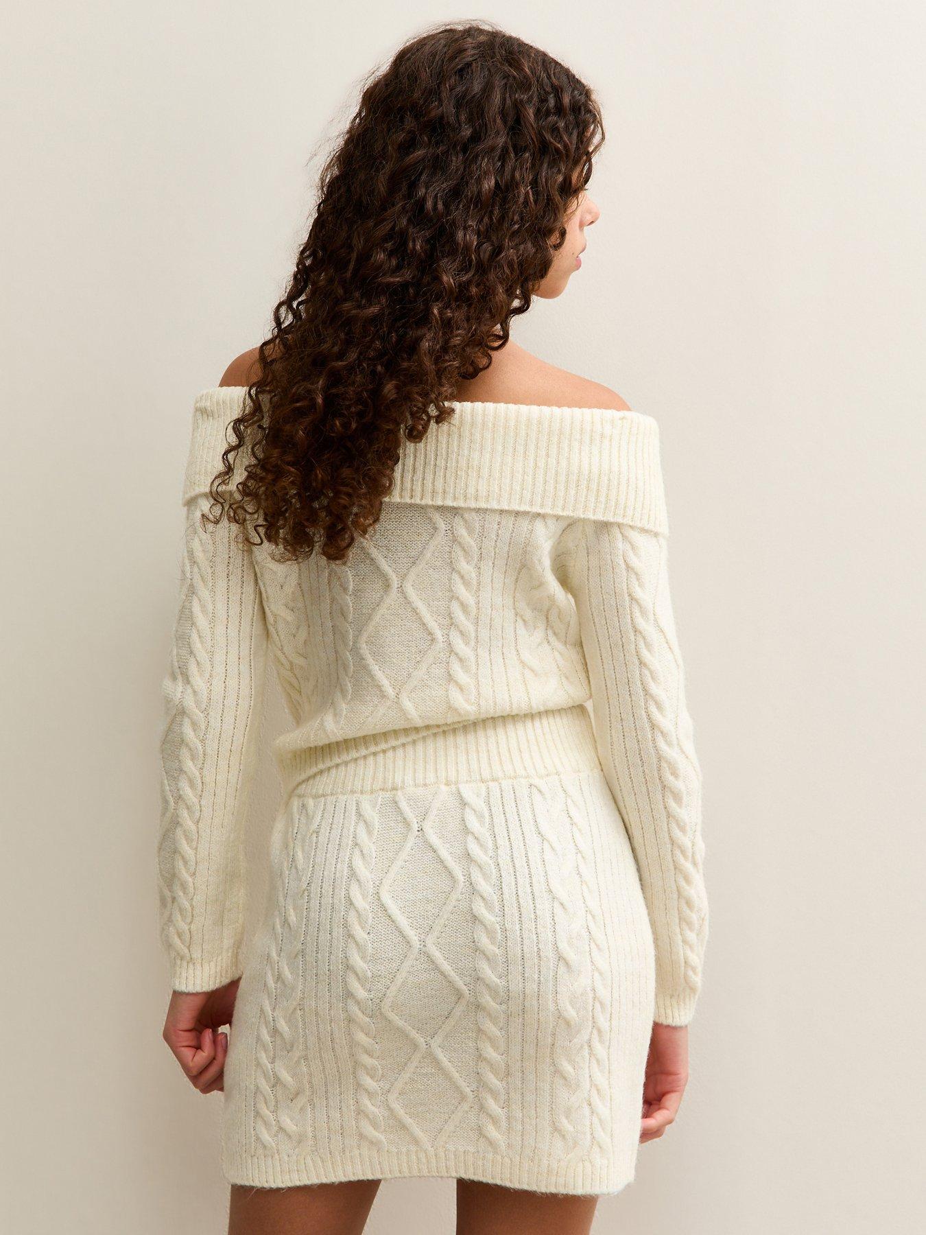 Image 2 of 5 of New Look 915 Girls Cable Knit Mini Skirt - Cream