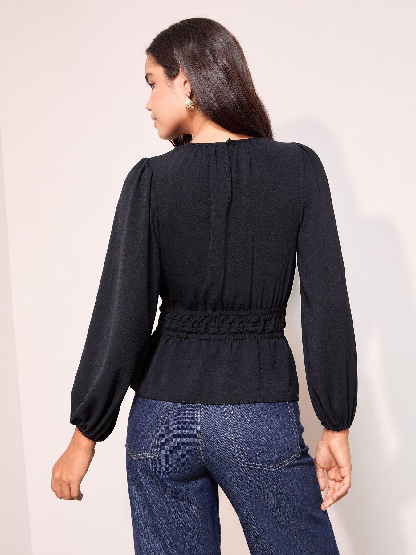 Image 2 of 4 of Friends Like These Asym Lace Satin Mix Shell - Blue