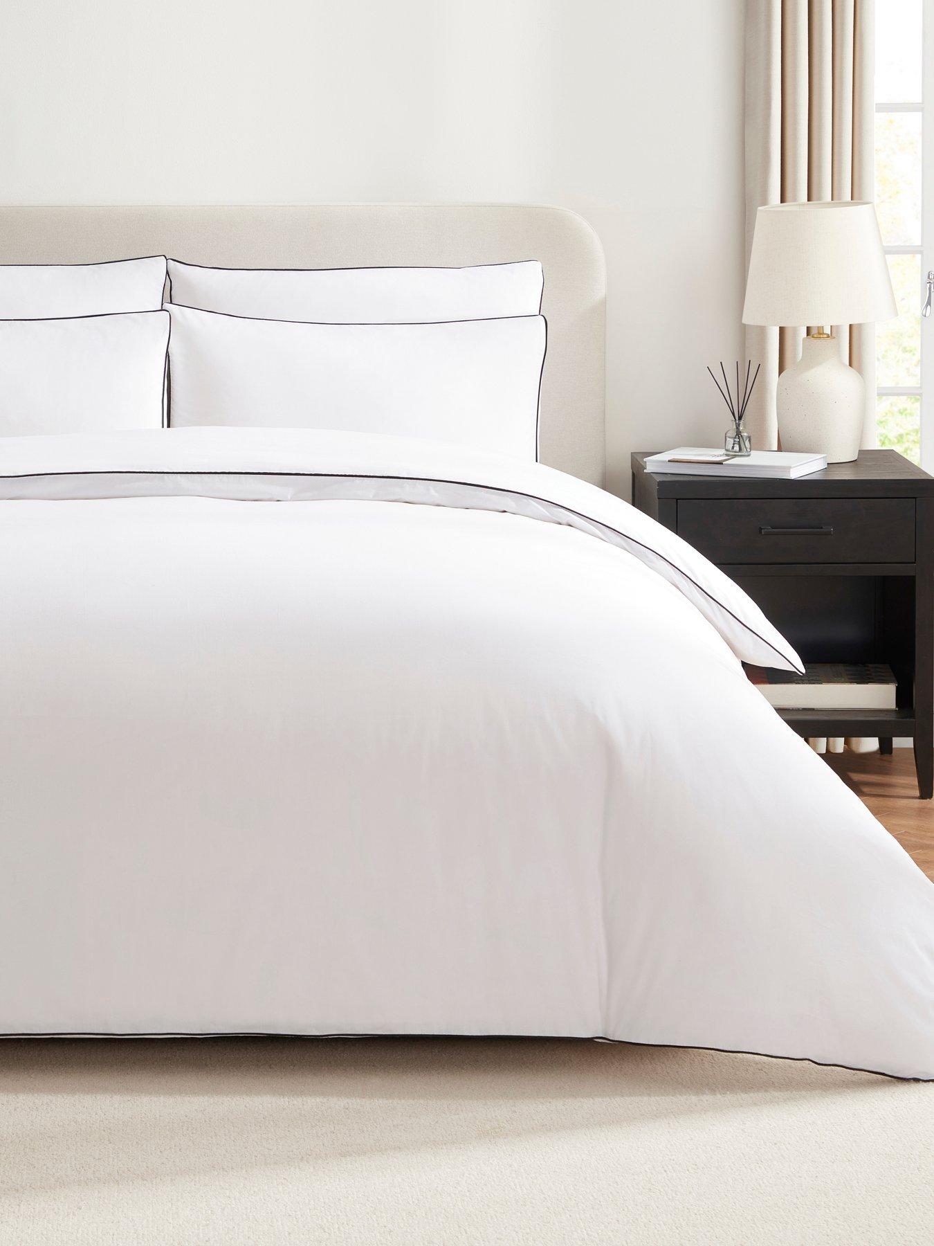 front image of dusk-cambridge-piped-edge-duvet-cover-whiteblack