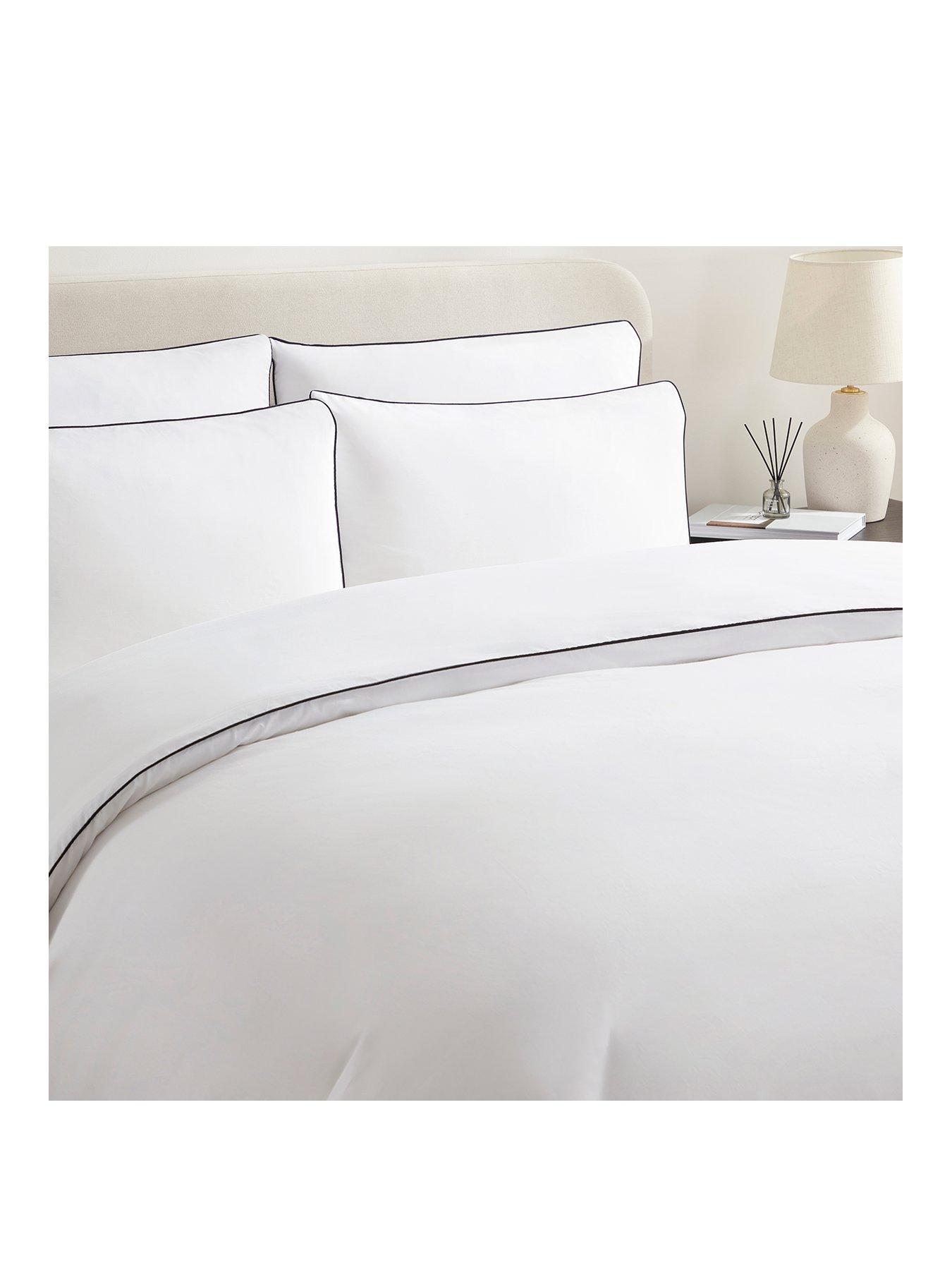  image of dusk-cambridge-piped-edge-duvet-cover-whiteblack