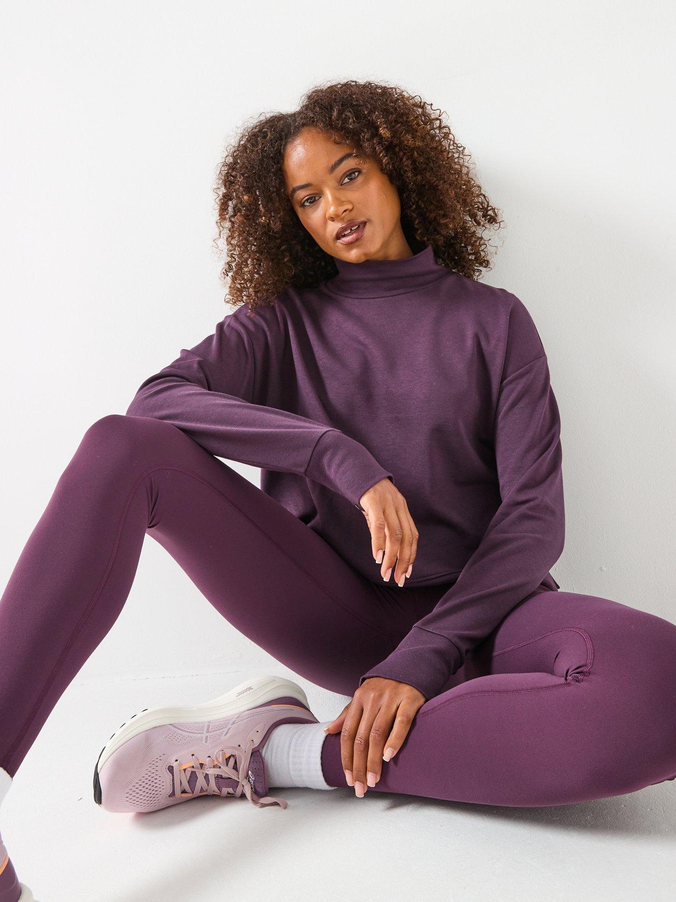 Image 4 of 6 of Sweaty Betty Womens Training After Class Funnel Neck Sweatshirt - Purple