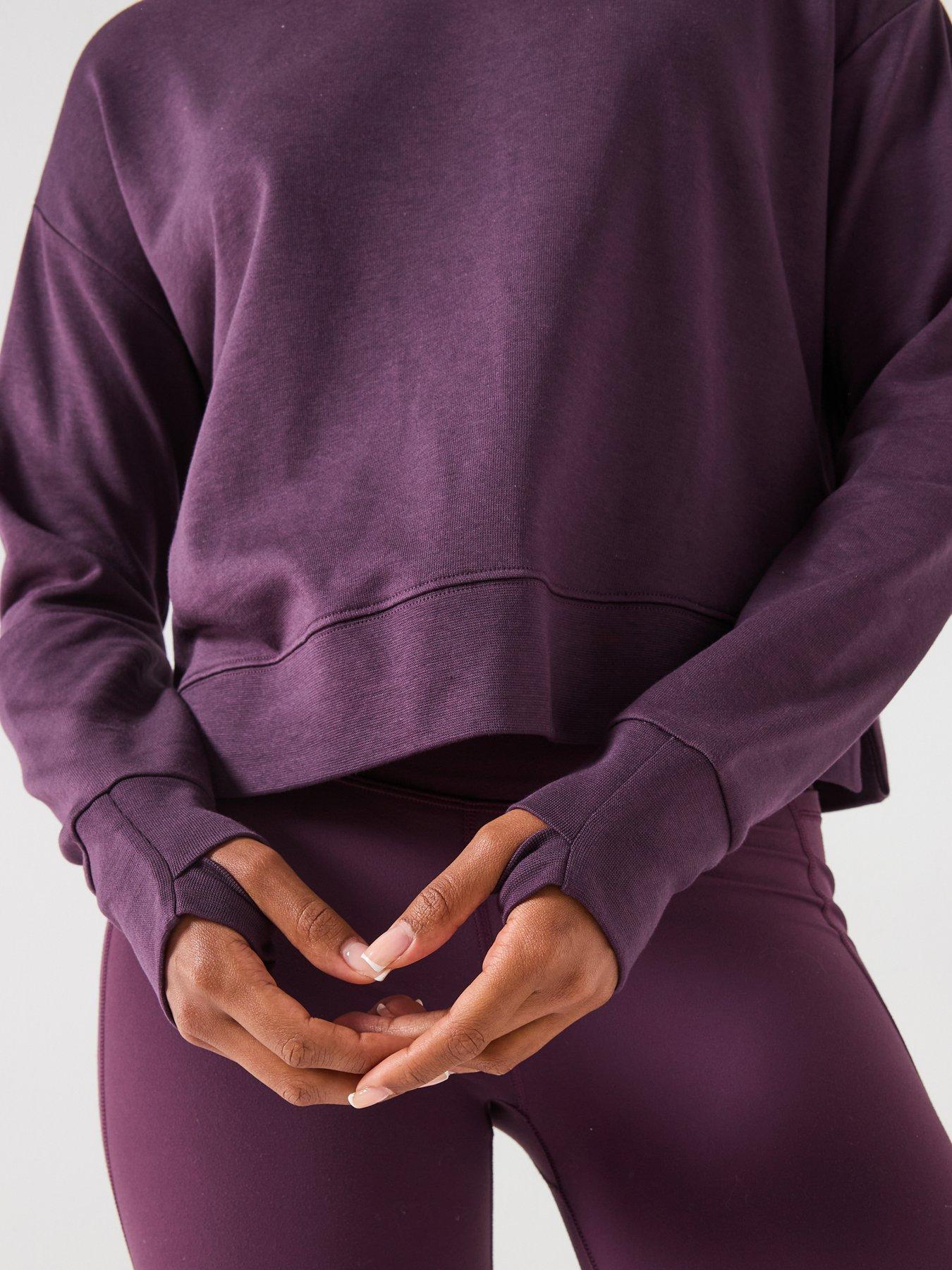 Image 5 of 6 of Sweaty Betty Womens Training After Class Funnel Neck Sweatshirt - Purple