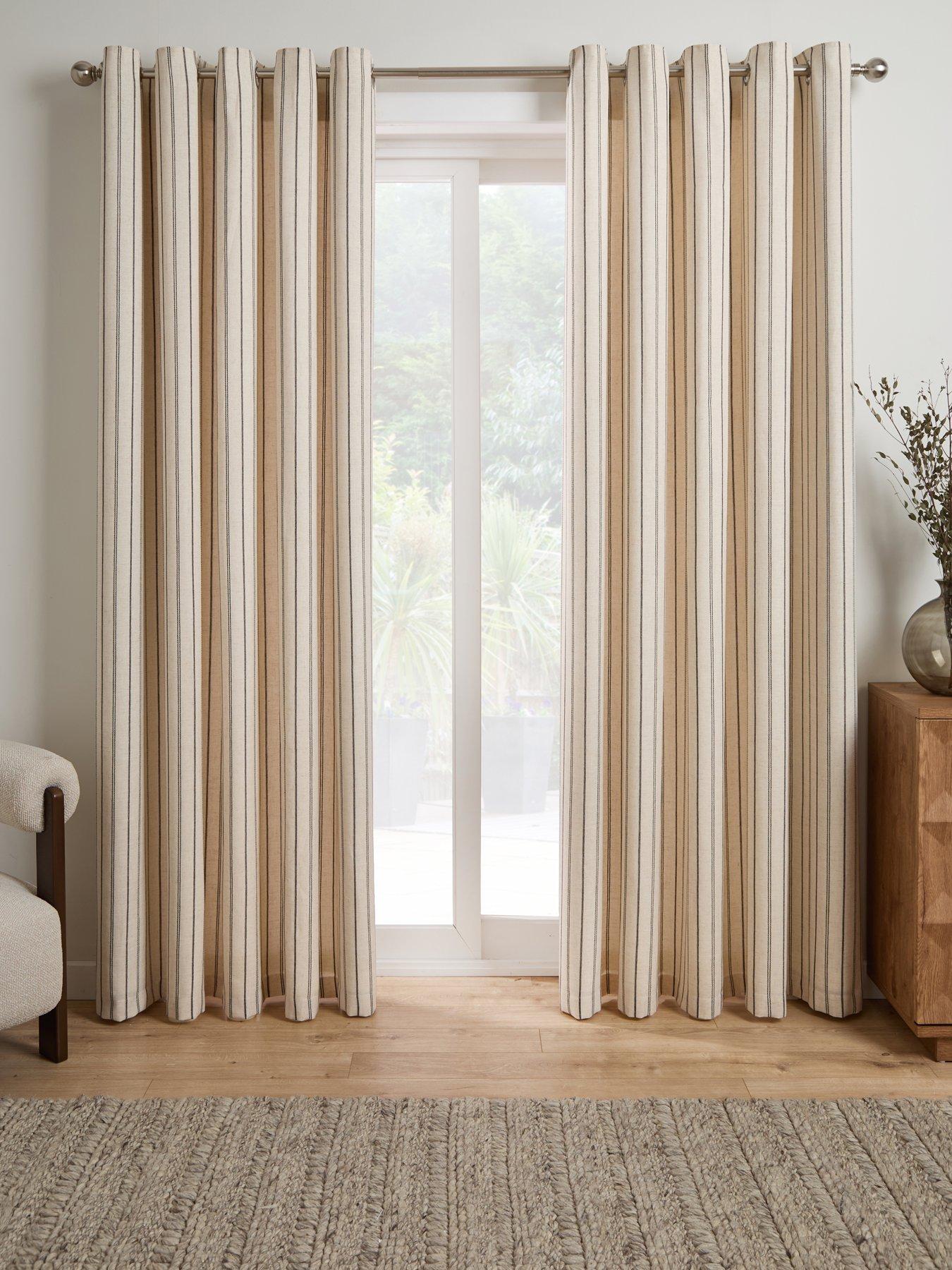 Image 1 of 4 of The Very Collection Touch Of Linen Stripe Eyelet&nbsp;Curtains