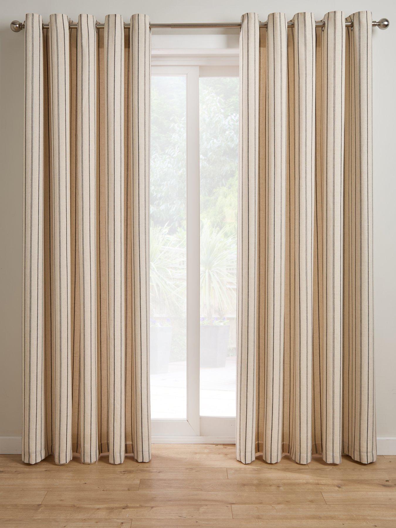 Image 2 of 4 of The Very Collection Touch Of Linen Stripe Eyelet&nbsp;Curtains