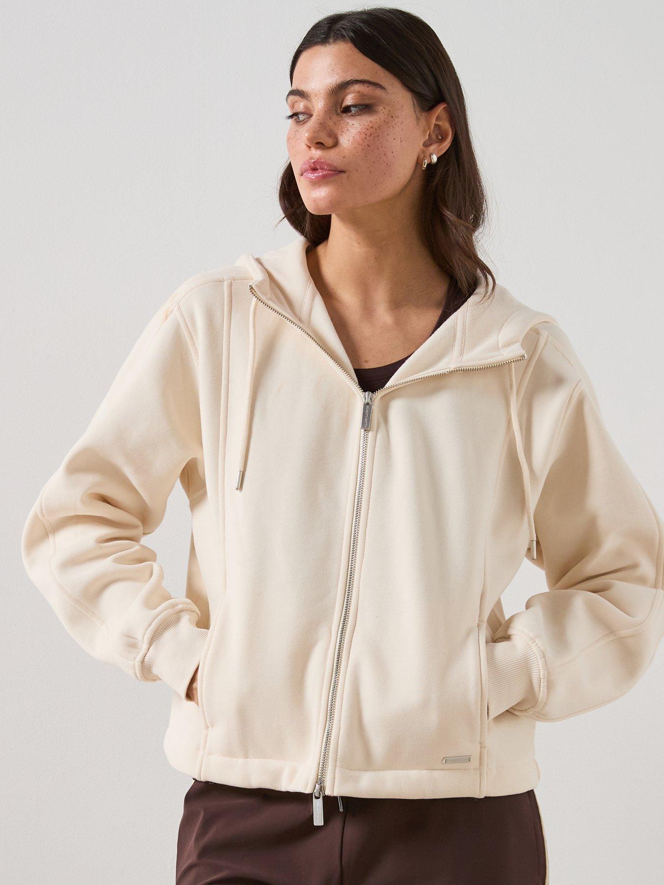 Sweaty Betty Womens Training Premium Brushed Zip Through Jacket - Cream