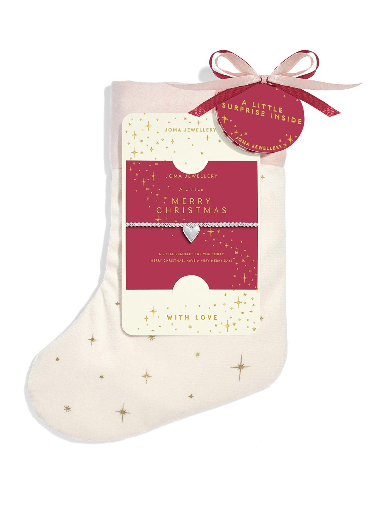 Joma Jewellery ADULTS' STOCKING A LITTLE GIFT SET , MERRY CHRISTMAS , Silver Plated , Bracelet , 17.5cm stretch