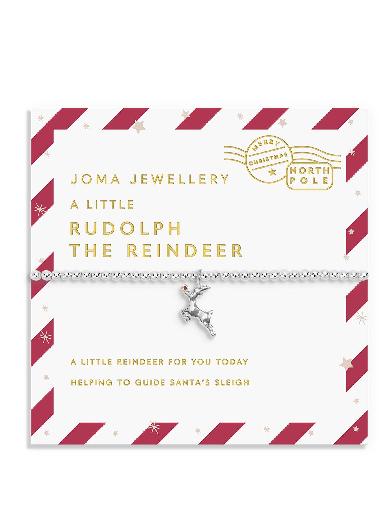 Joma Jewellery LOVE FROM SANTA , RUDOLPH THE REINDEER , Silver Plated , Bracelet , 15.5cm stretch