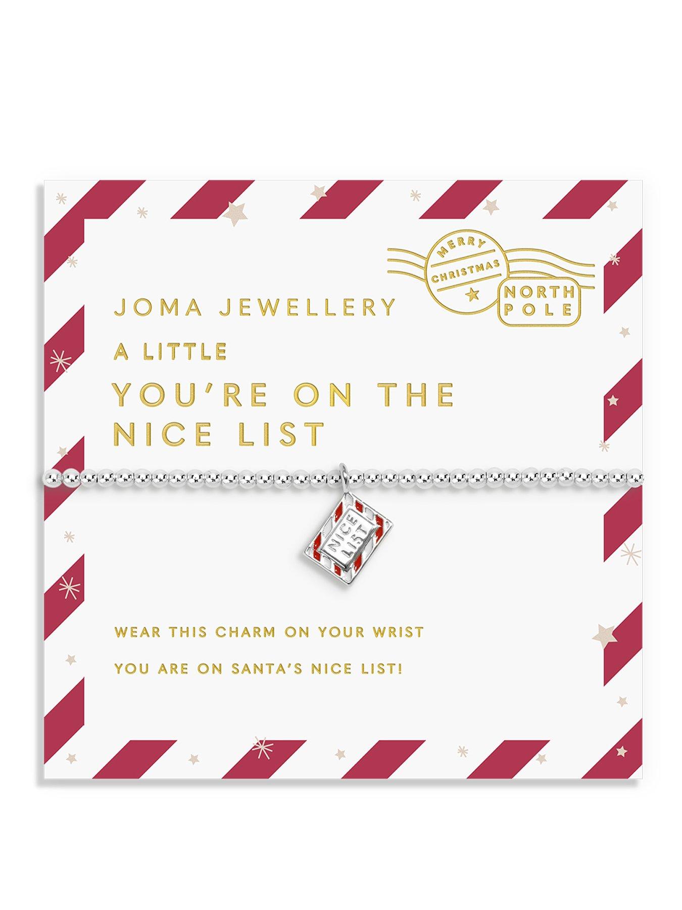 Image 1 of 4 of Joma Jewellery LOVE FROM SANTA , YOU'RE ON THE NICE LIST , Silver Plated , Bracelet , 15.5cm stretch