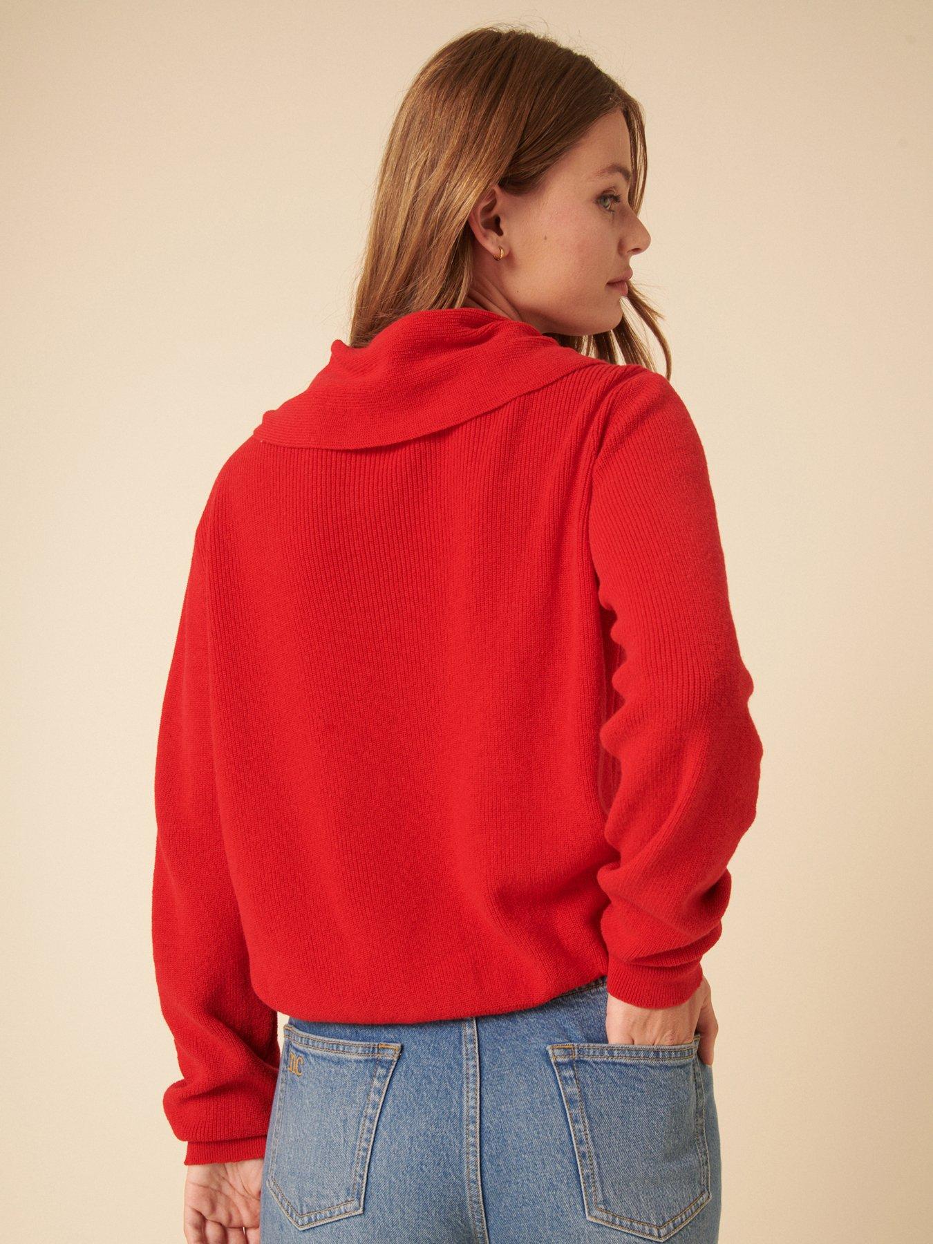 stillFront image of nobodys-child-neckerchief-tie-cardigan-red