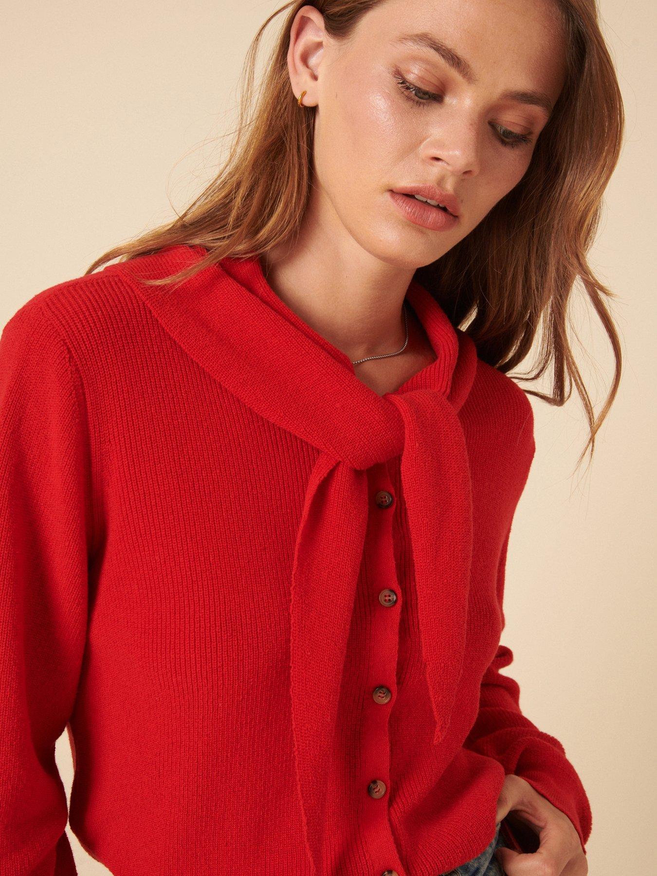  image of nobodys-child-neckerchief-tie-cardigan-red