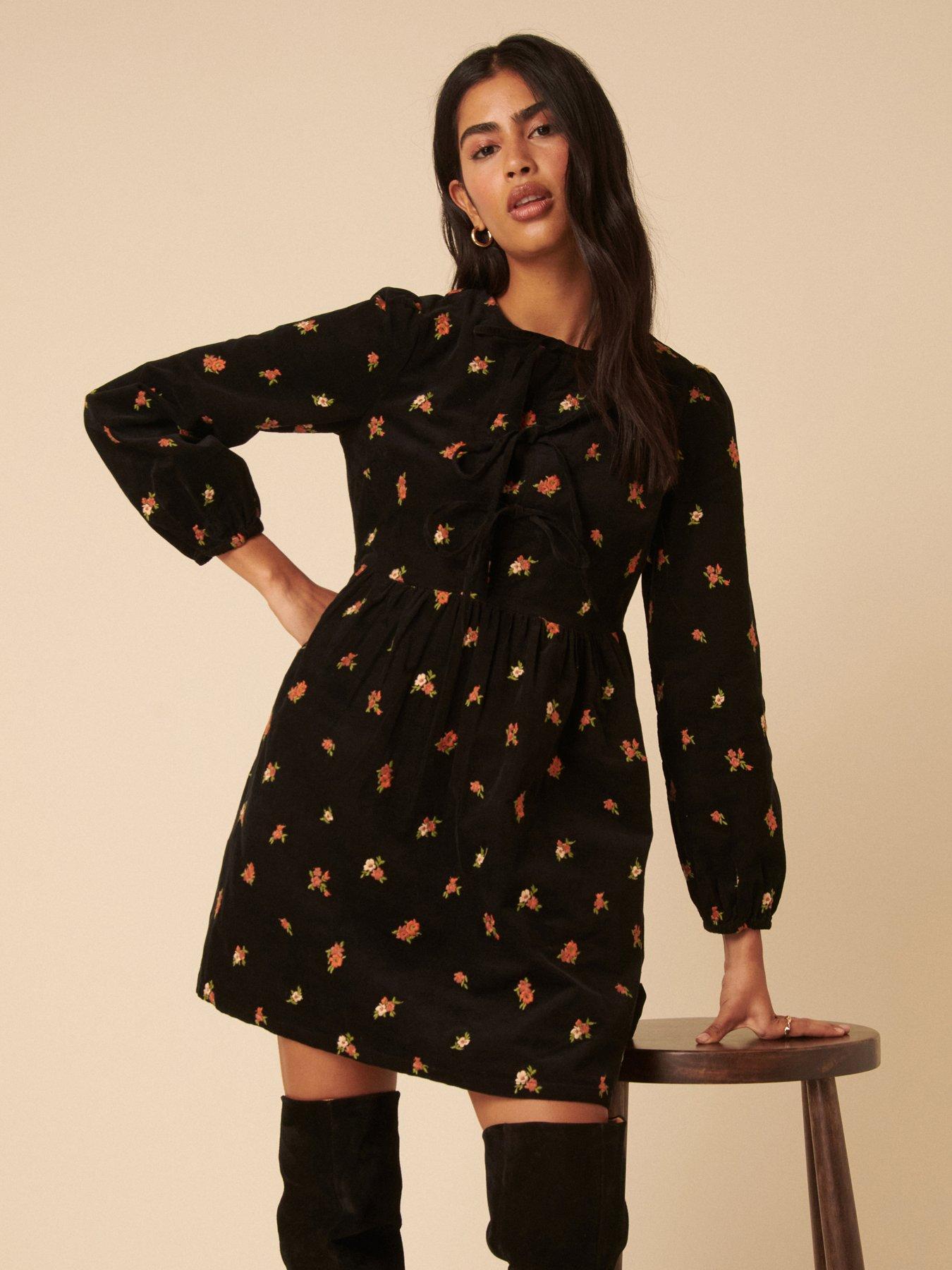 undefined Eden Mini Cord Dress - Black