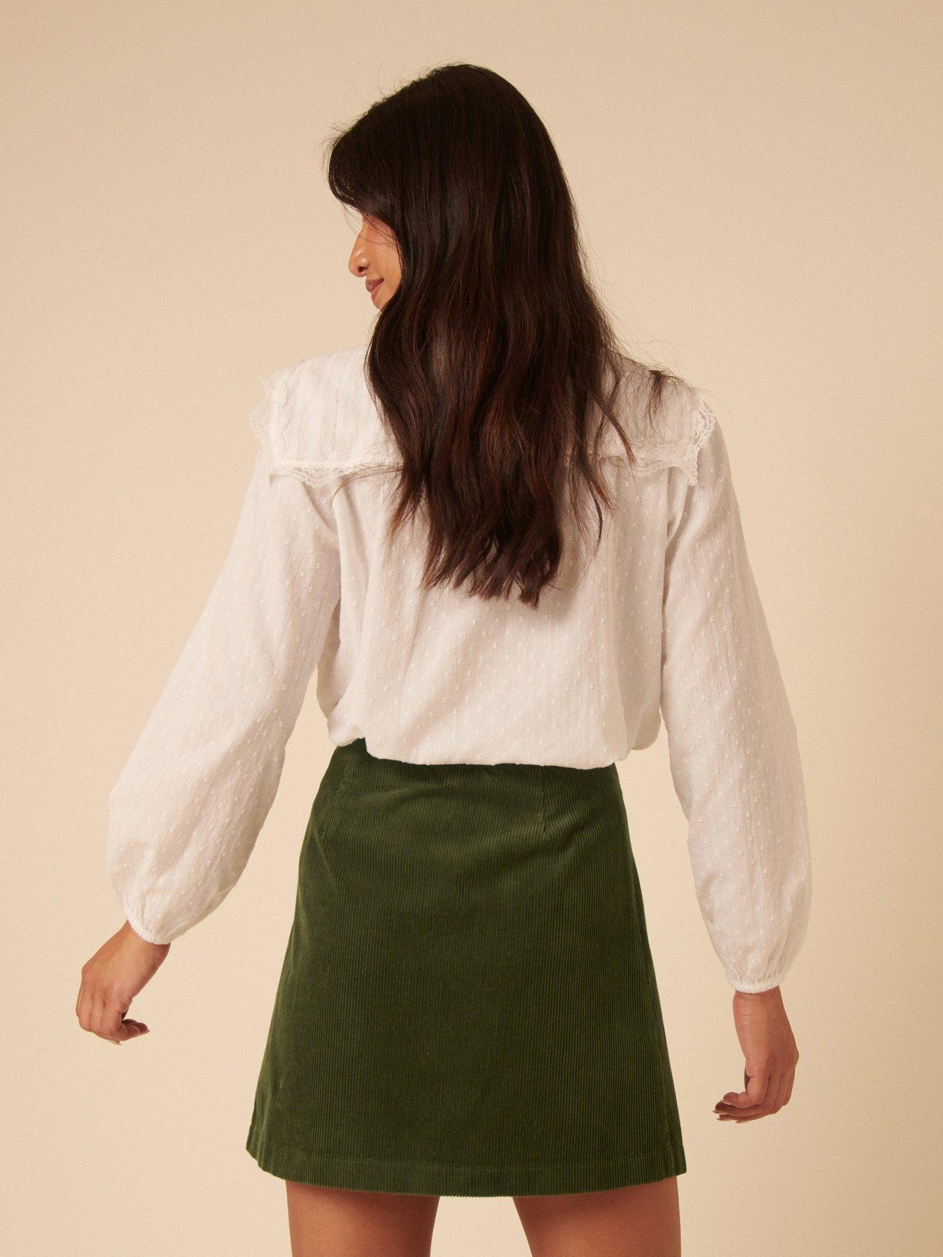Image 2 of 6 of Nobodys Child Bingley Button Cord Mini Skirt - Green